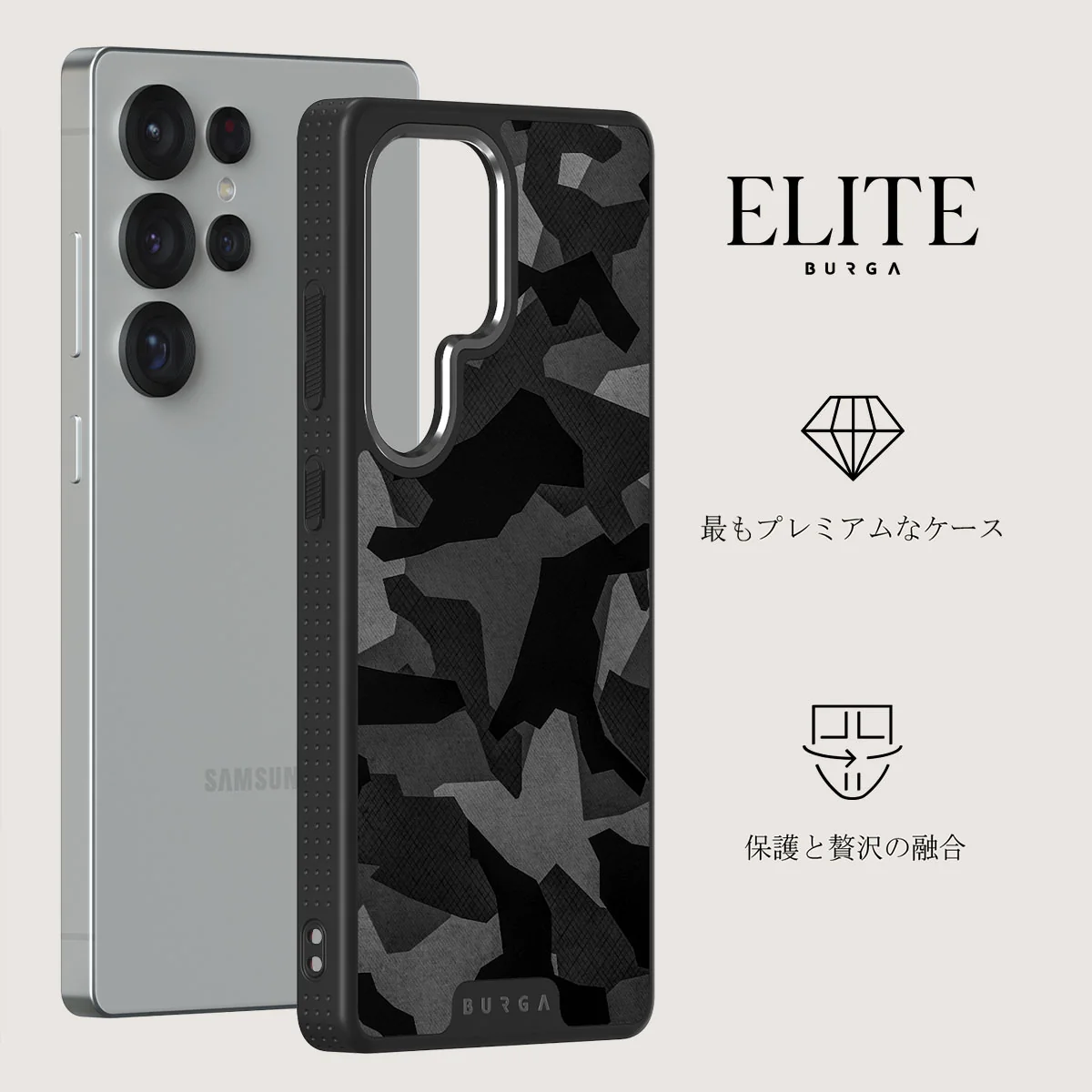 Night Black Camouflage - Samsung Galaxy S25 Ultra ケース
