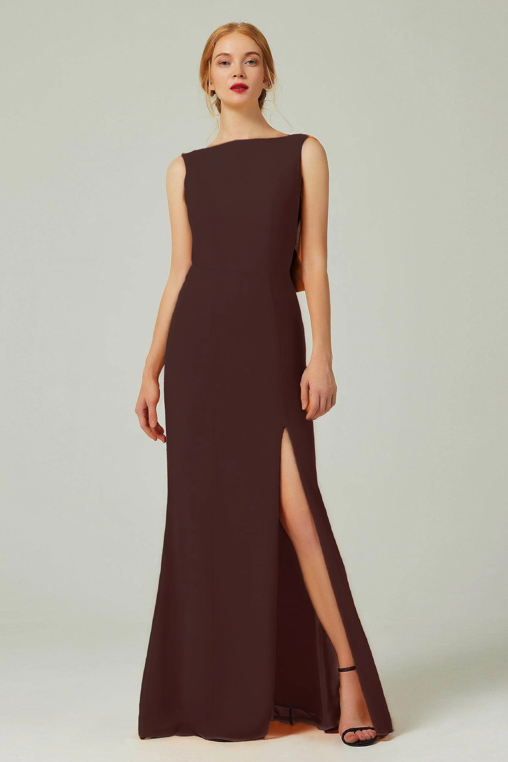 Sheath-Column Sweep-Brush Chiffon Bridesmaid Dress Formal Dresses CB0310