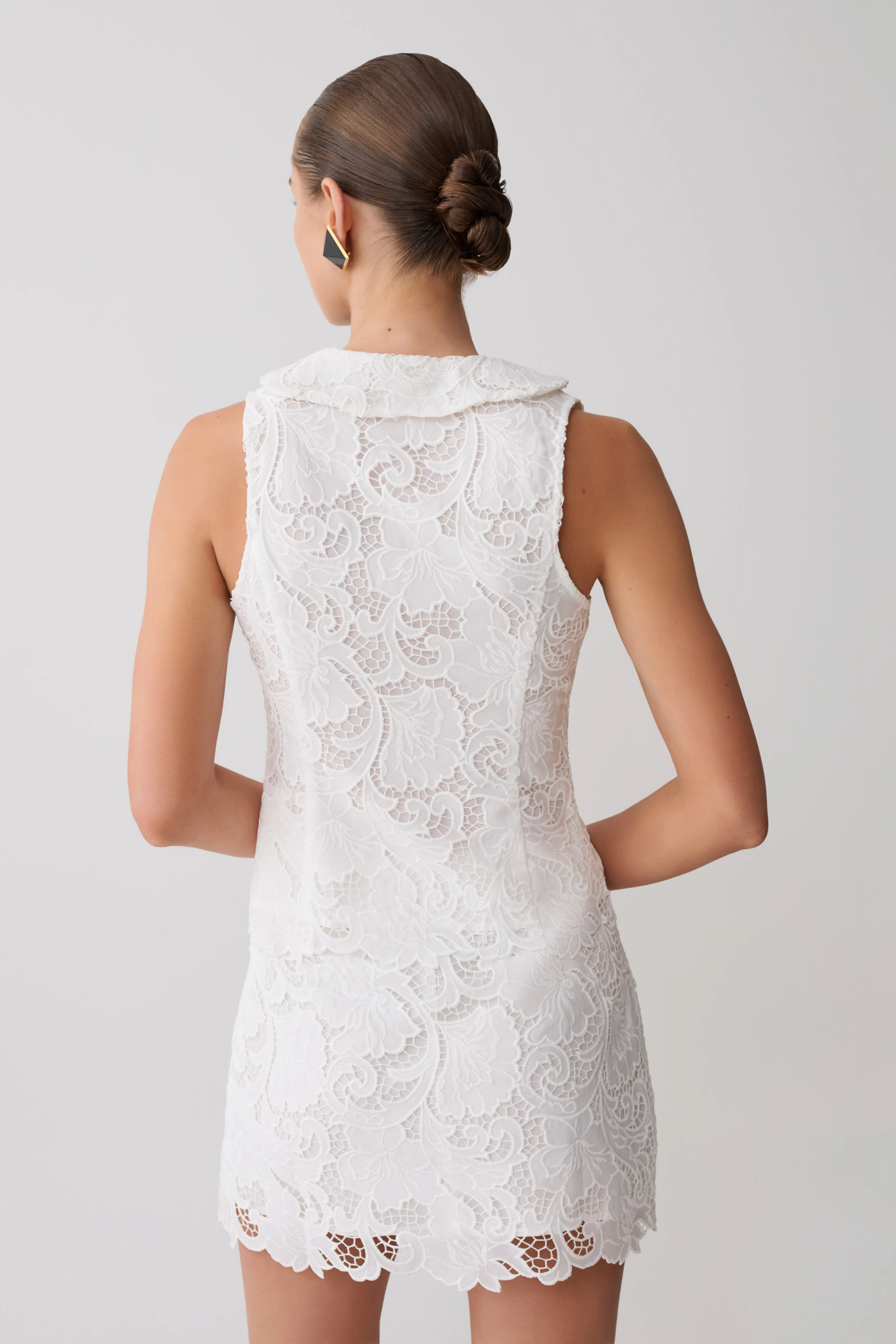 Tessa Broderie Tie Front Sleeveless Top - White