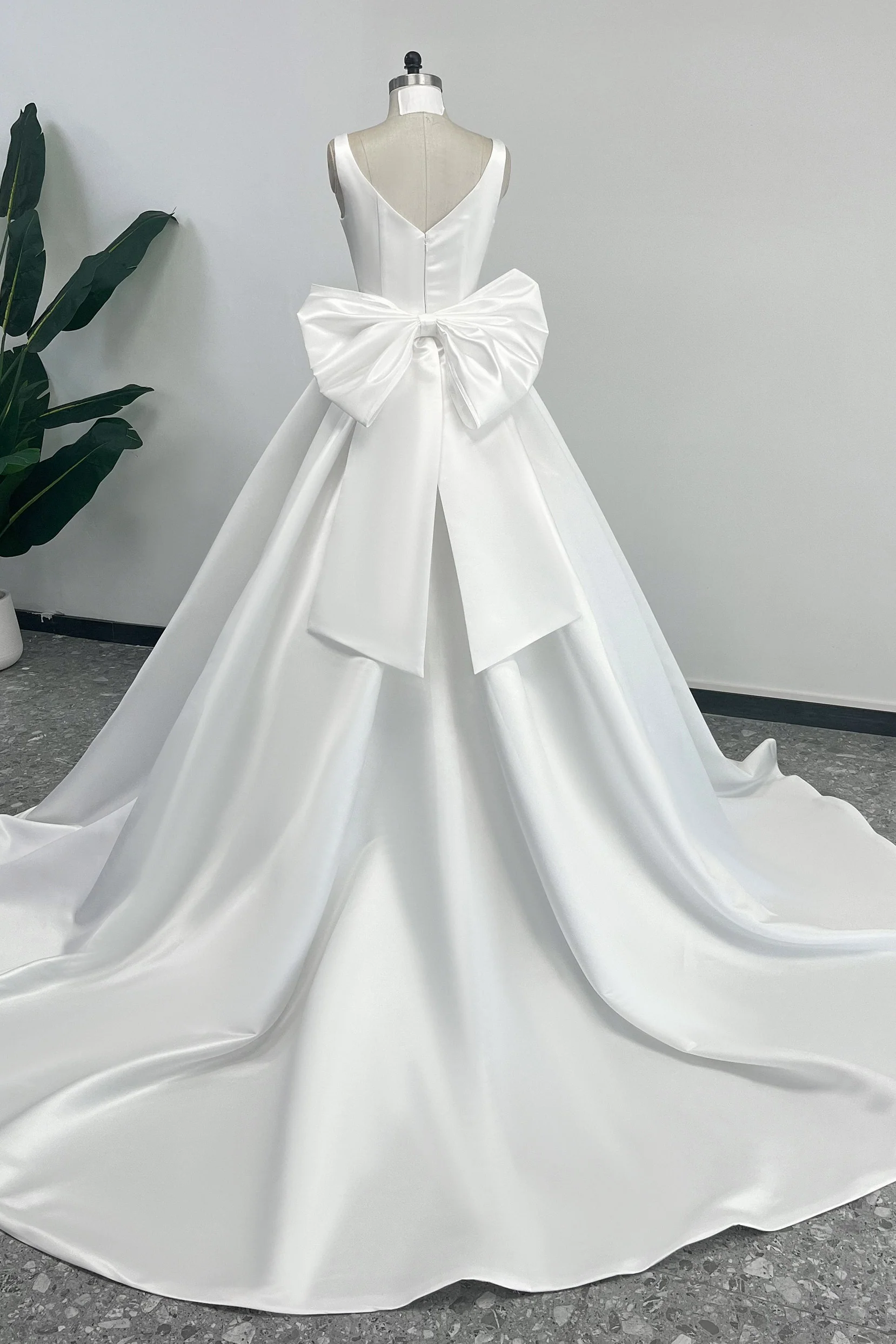 A-Line Court Train Satin Wedding Dress CW3503