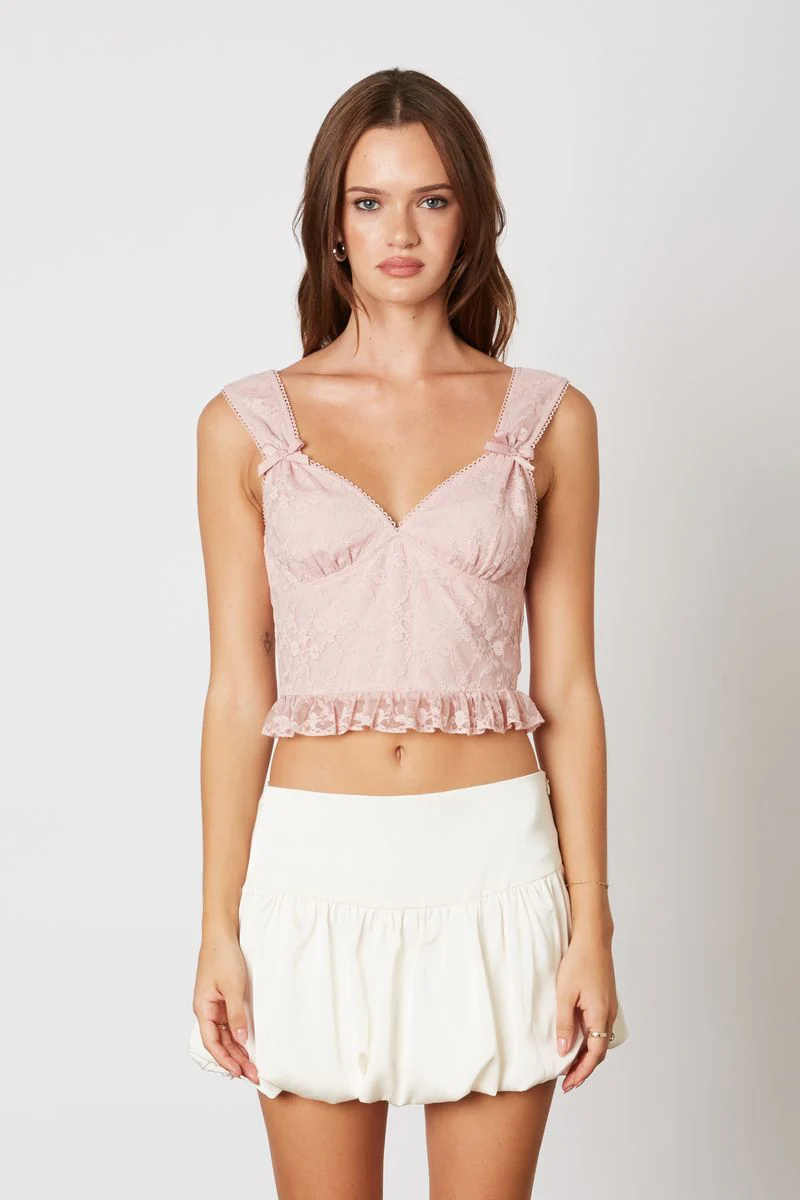 Lace Ruffle Bow Top
