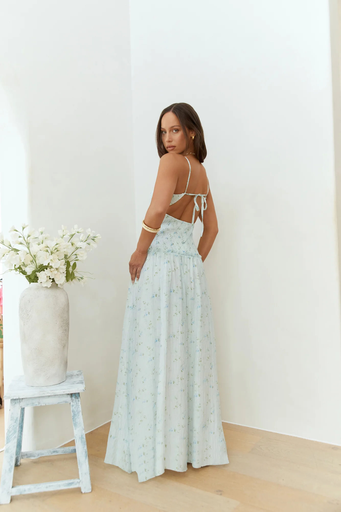 Among The Flowers Maxi Dress Blue - luluinthesky