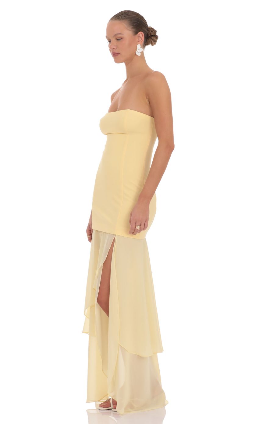 Strapless Layered Maxi Dress in Yellow