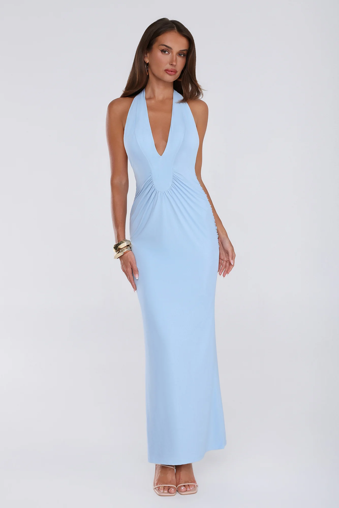 Love Drifted Halter Maxi Dress Blue