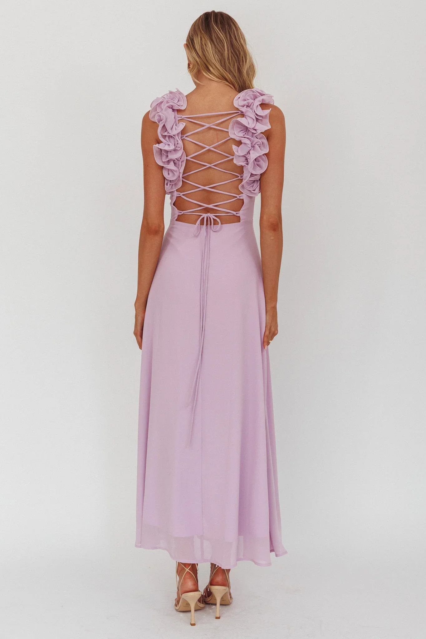 Eloquent Lace-Up Back Maxi Dress Lilac