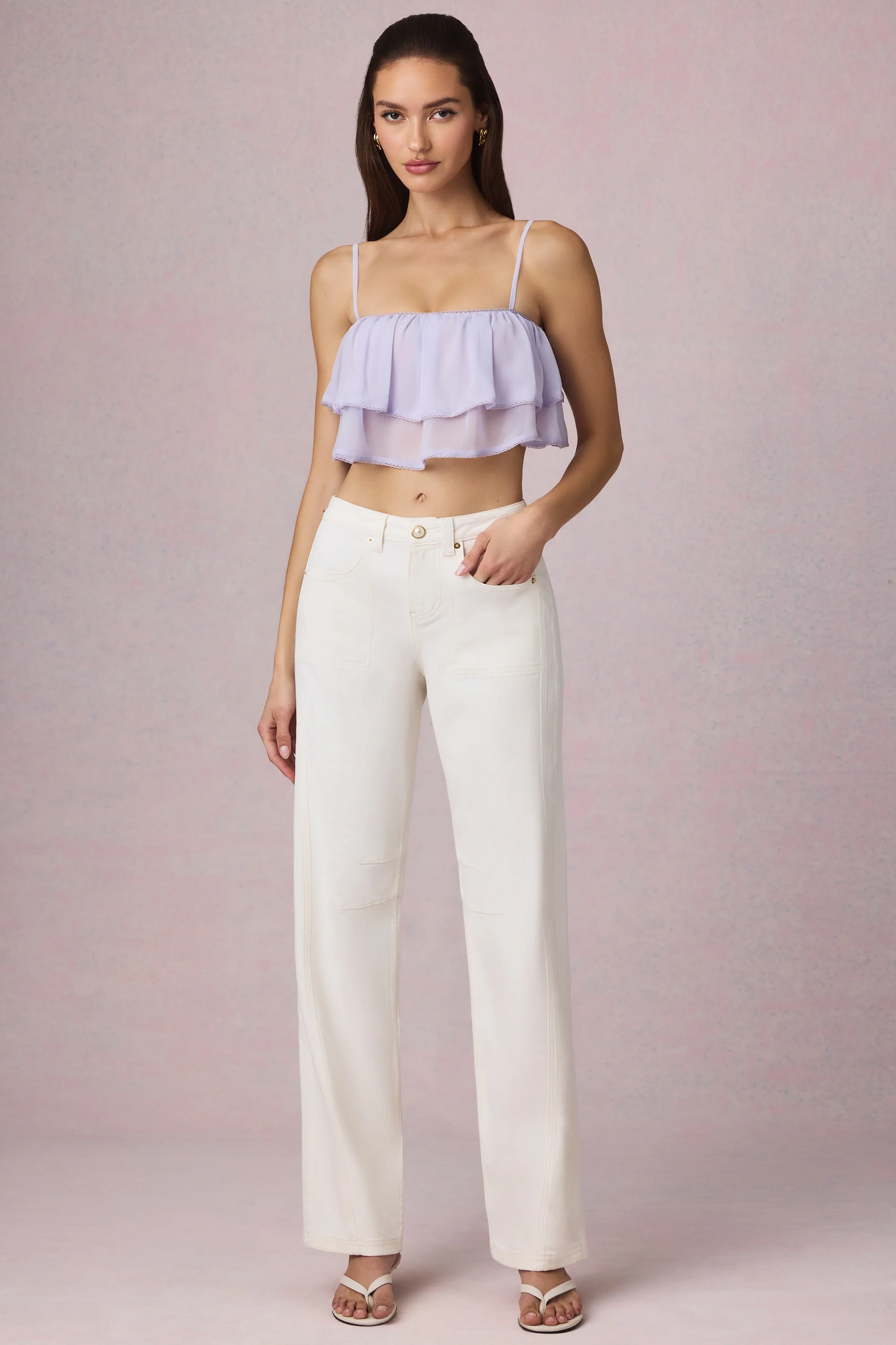 Mid-Rise Barrel-Leg Jeans in Ecru Wash