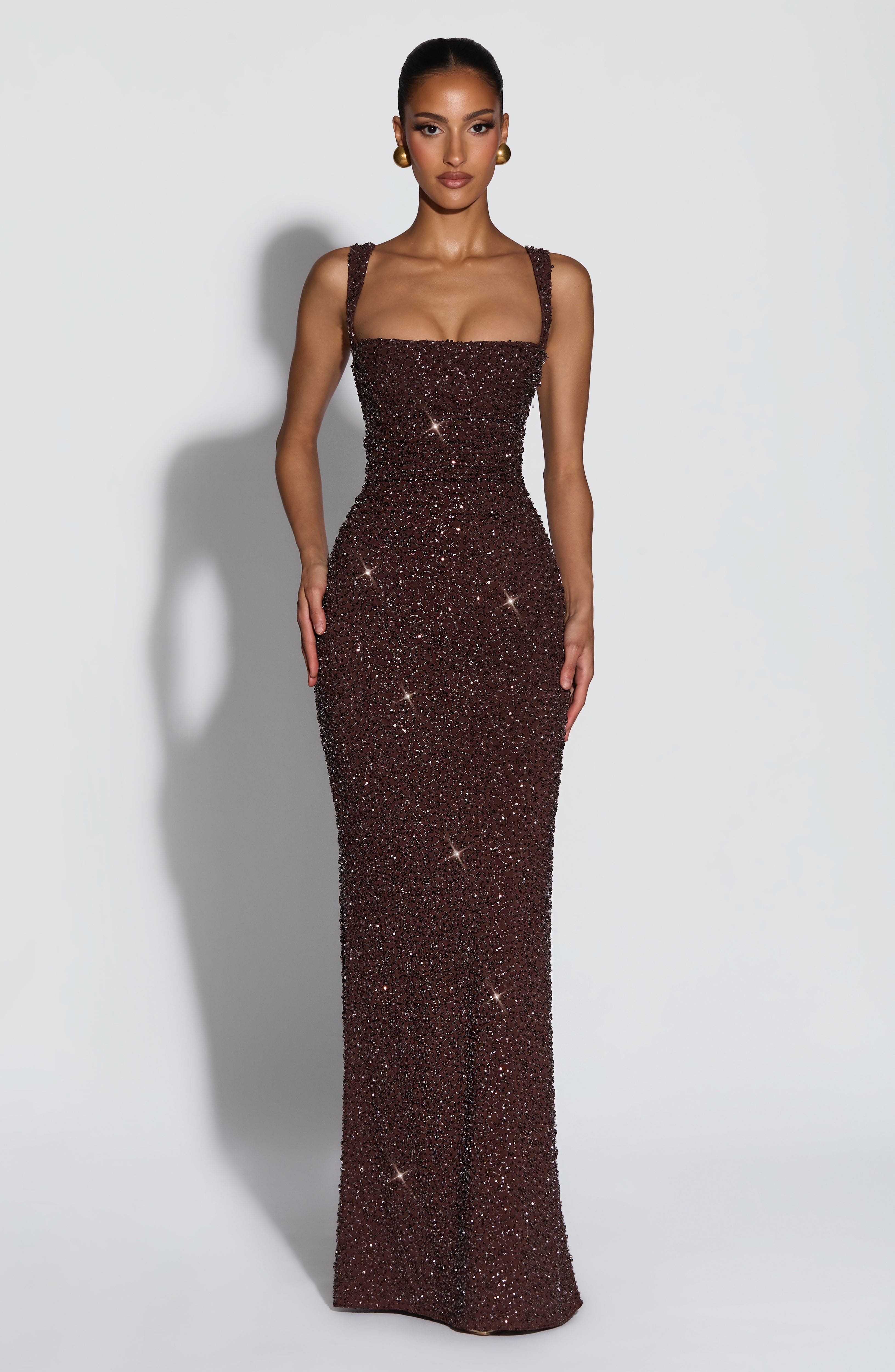 Calanthe Maxi Dress - Plum Brown Sparkle - luluinthesky