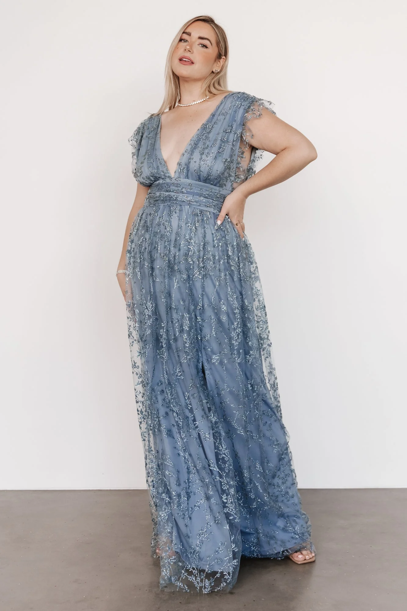 Arlene Shimmer Gown | Winter Blue - luluinthesky