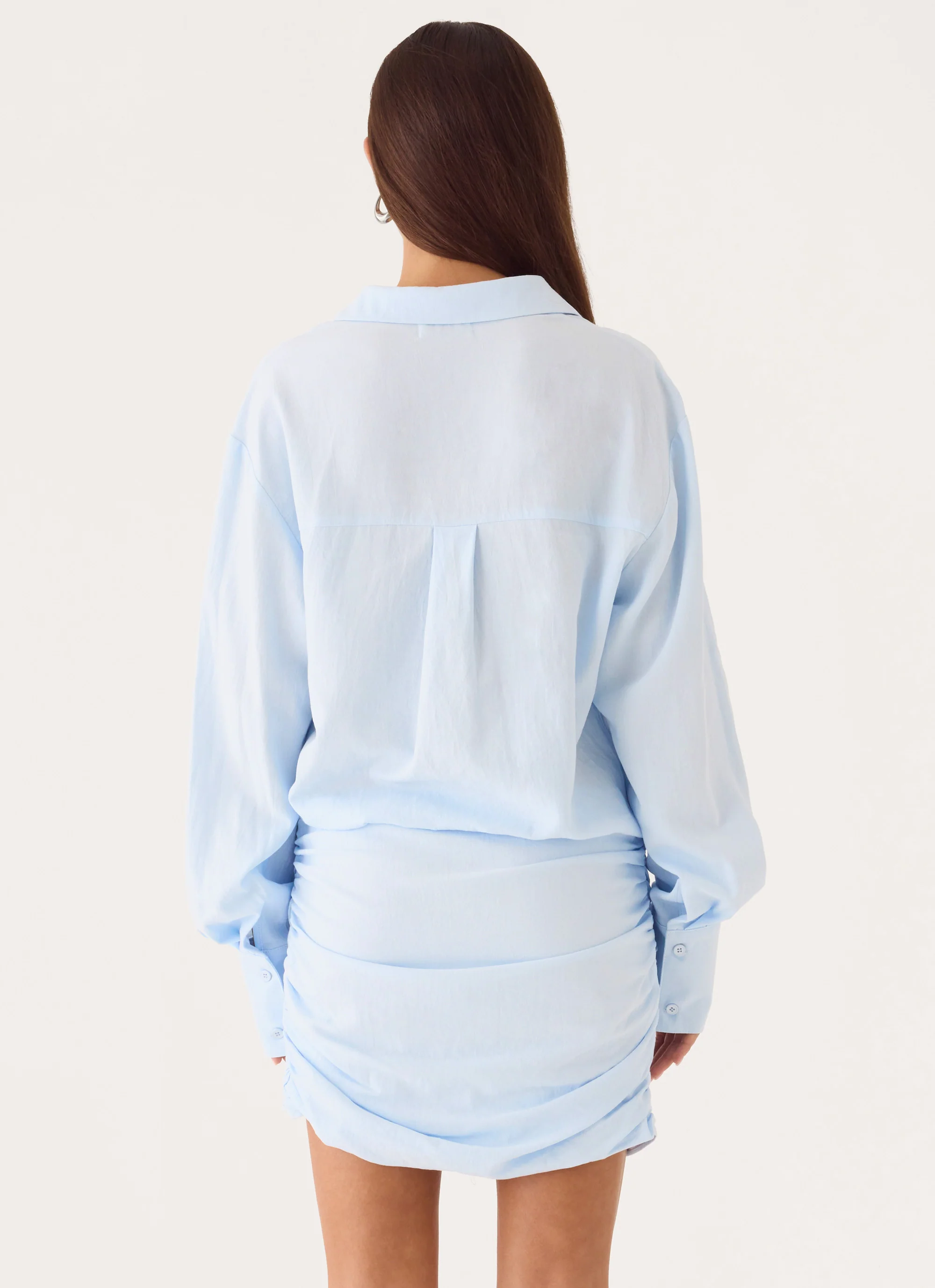 Galilea Shirt Mini Dress - Blue - luluinthesky