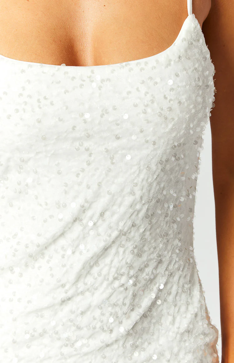 Dallas White Sequin Mini Dress - luluinthesky