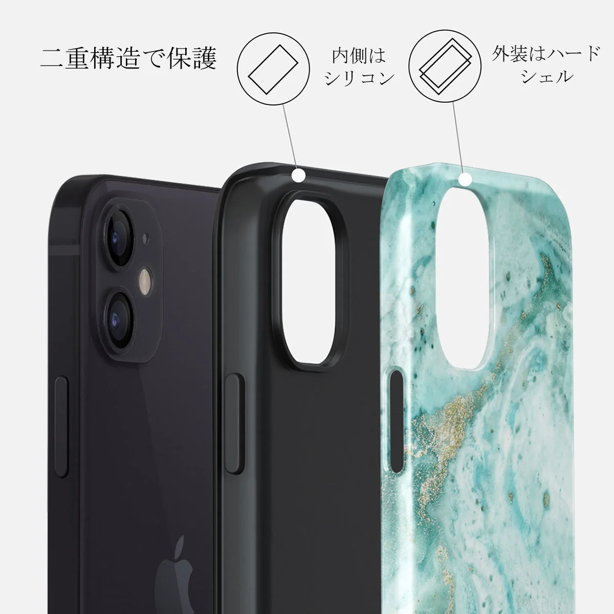 Uluwatu Waves - Teal iPhone 12 ケース