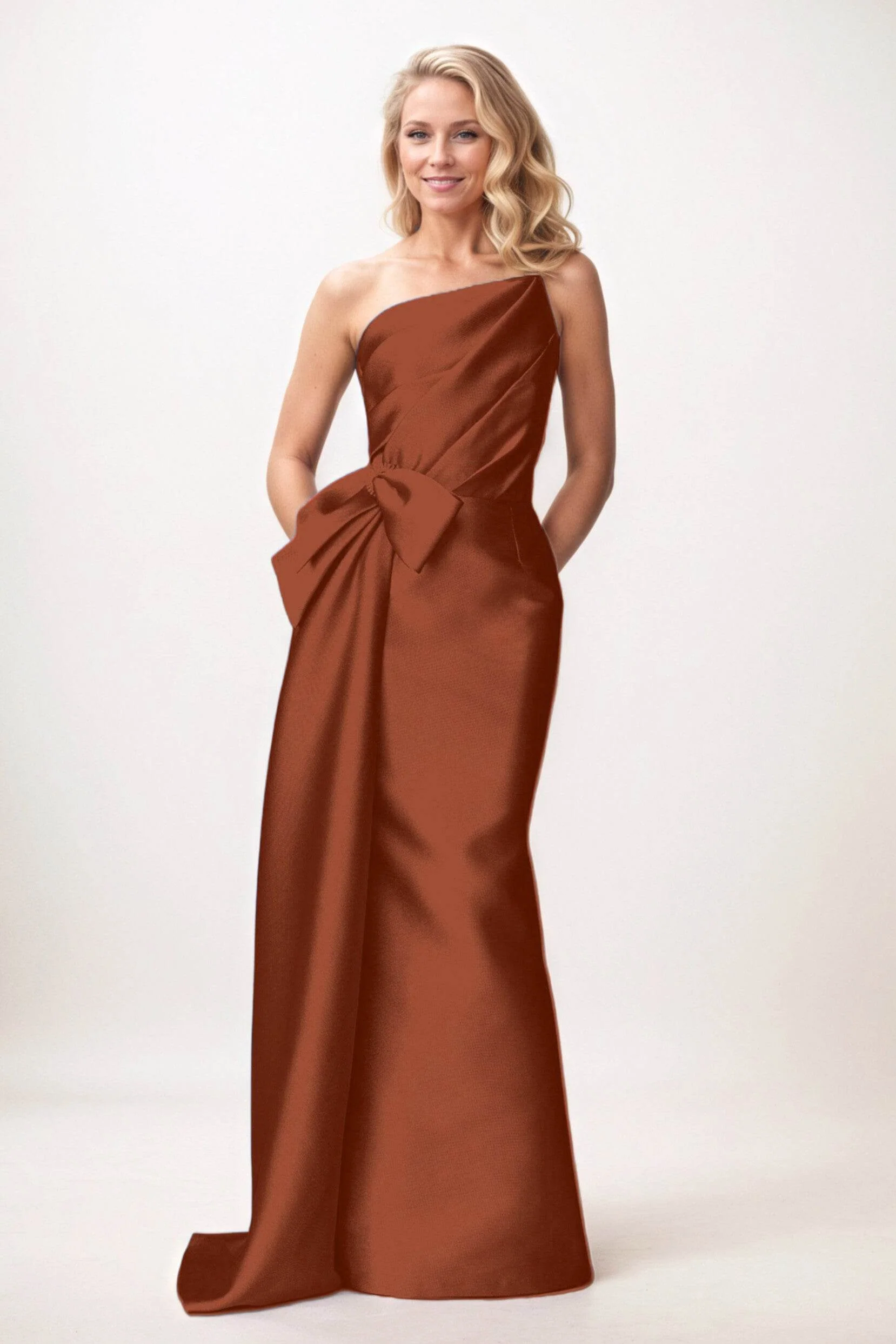 Trumpet-Mermaid Maxi Satin Mother of the Bride Dresses CM0386