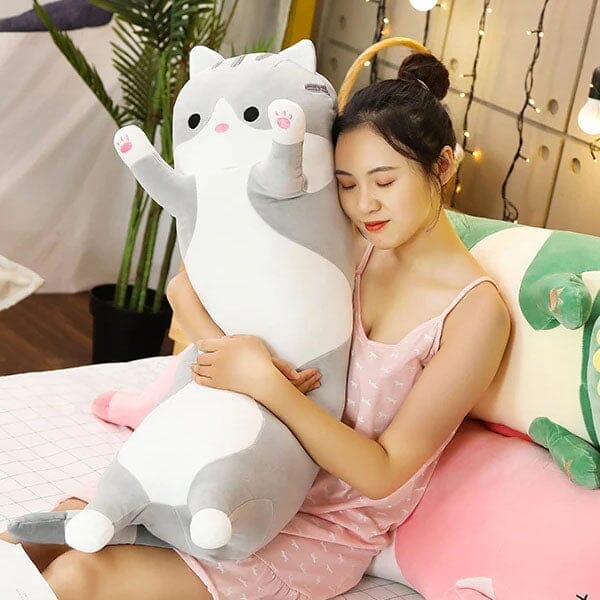 Extra Long Animal Plush Toy 4.5ft Body Pillow - Grey Tabby Cat