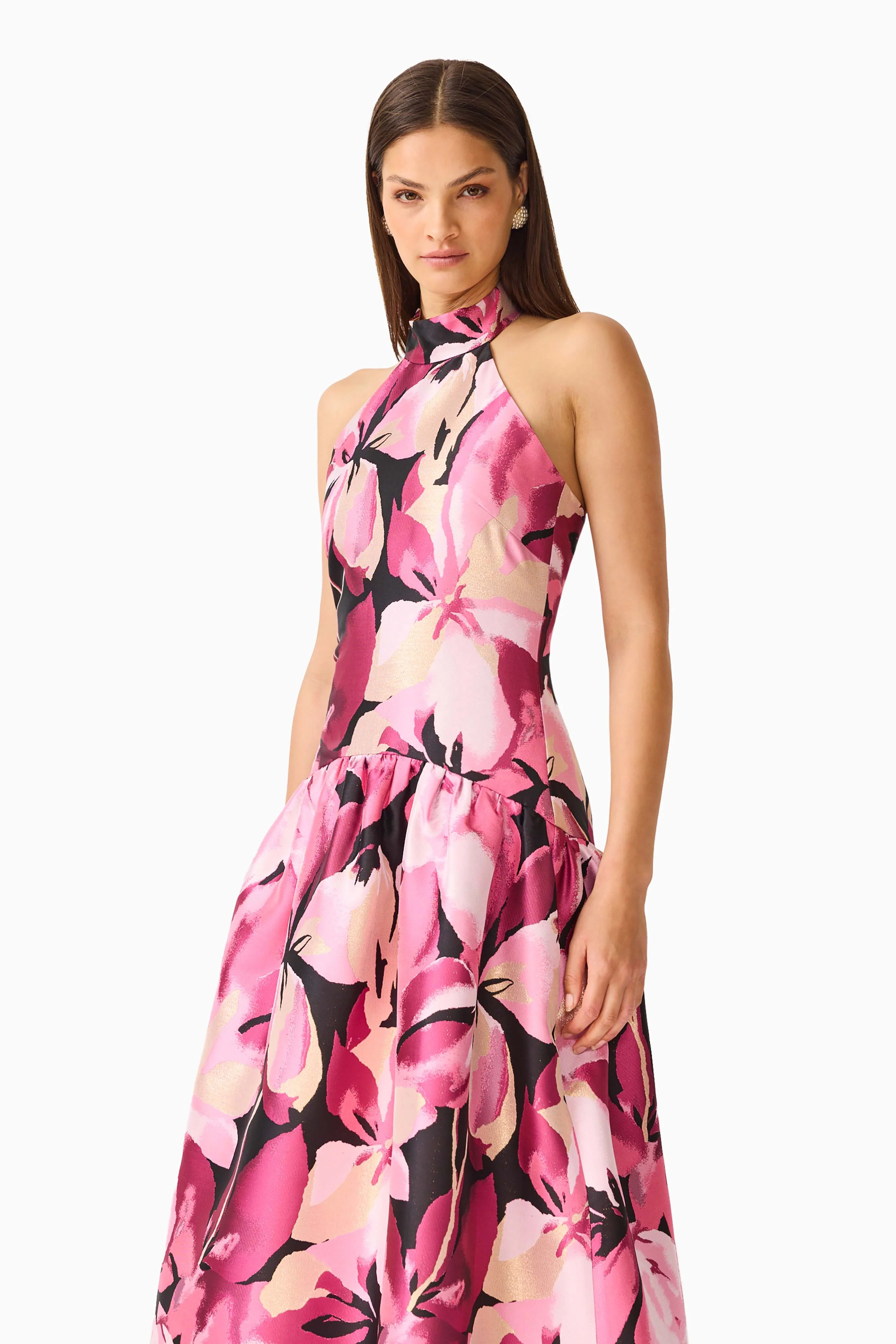 Lumiflora Halter Gown in Pink Floral