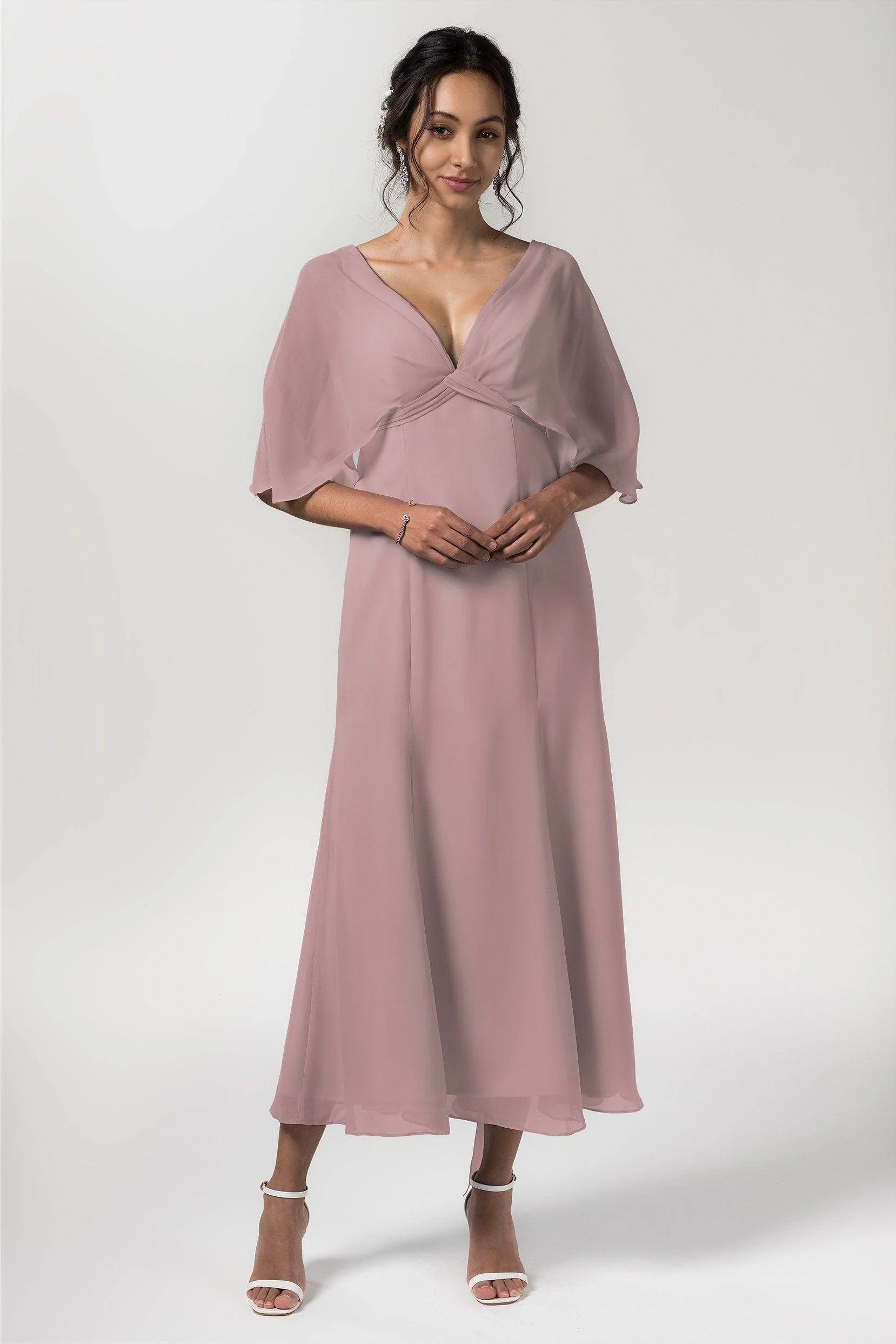 A-Line Tea Length Chiffon Bridesmaid Dress CB0553