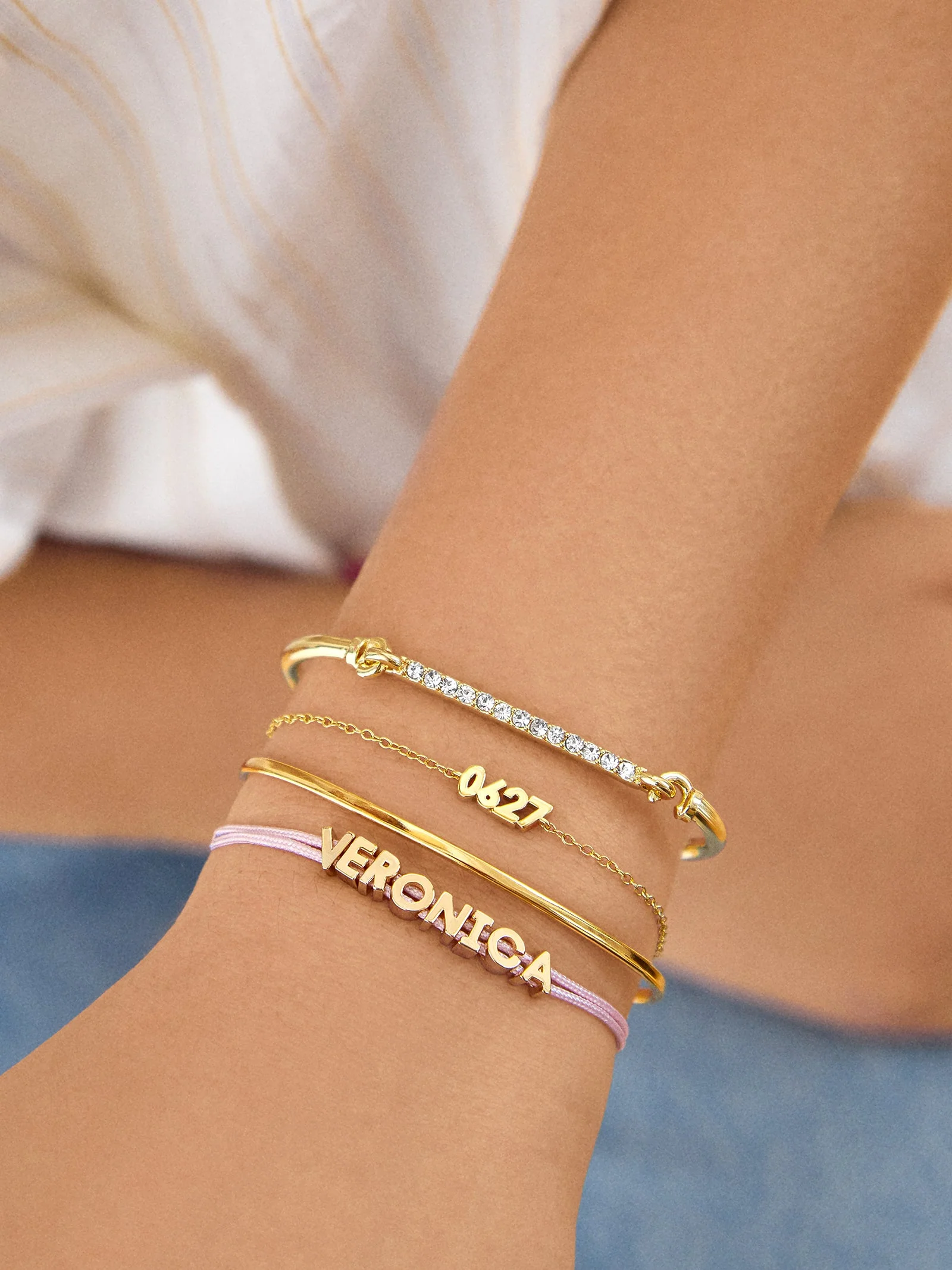 14K Gold Block Font Custom Number Bracelet - Block Font Numbers