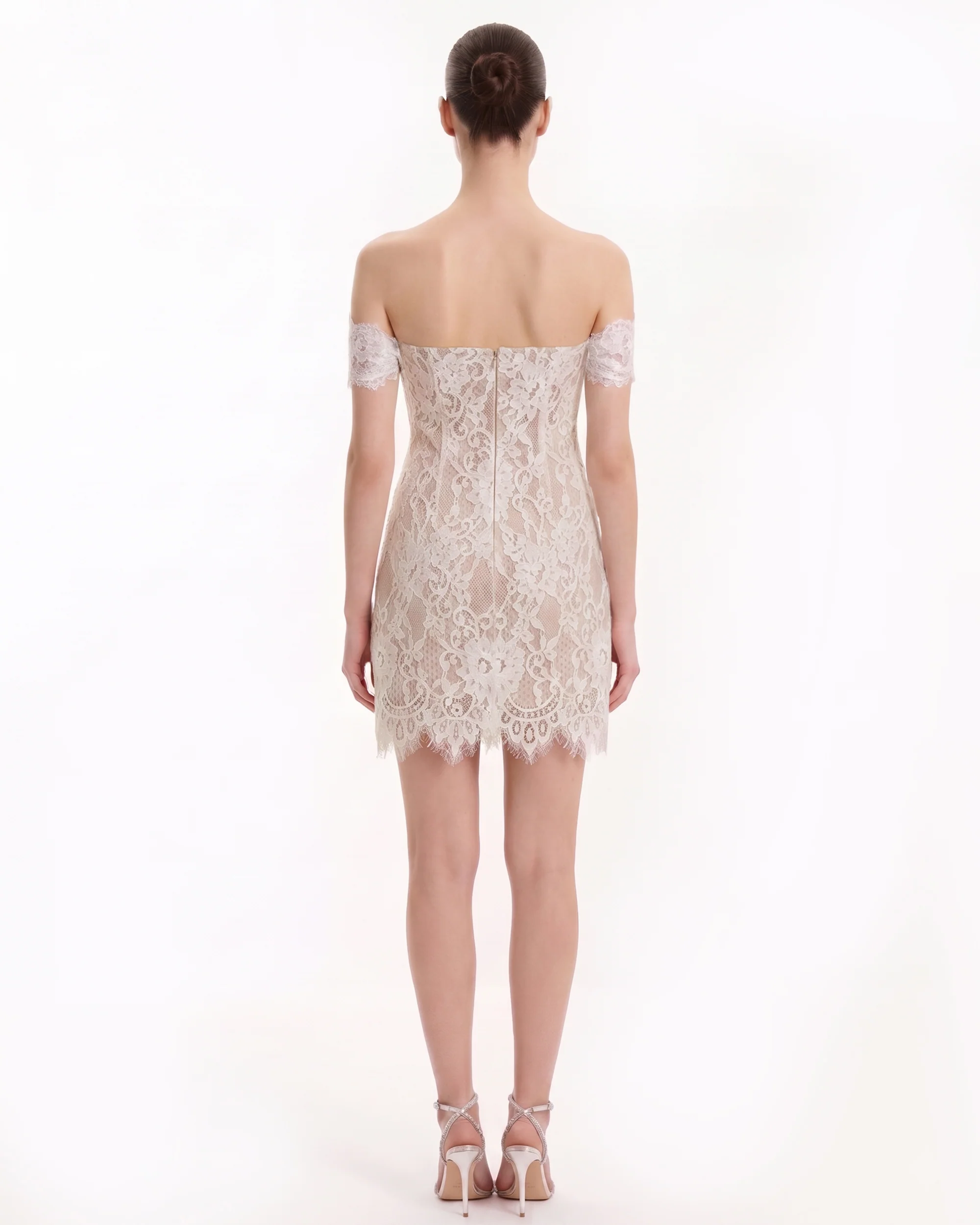 Off Shoulder Lace Mini Dress - White - luluinthesky