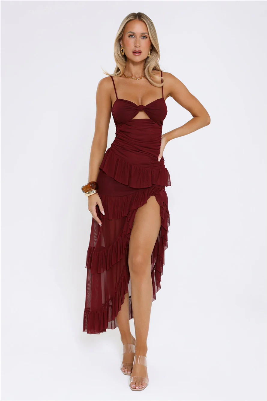 Fresh Layers Maxi Dress Wine