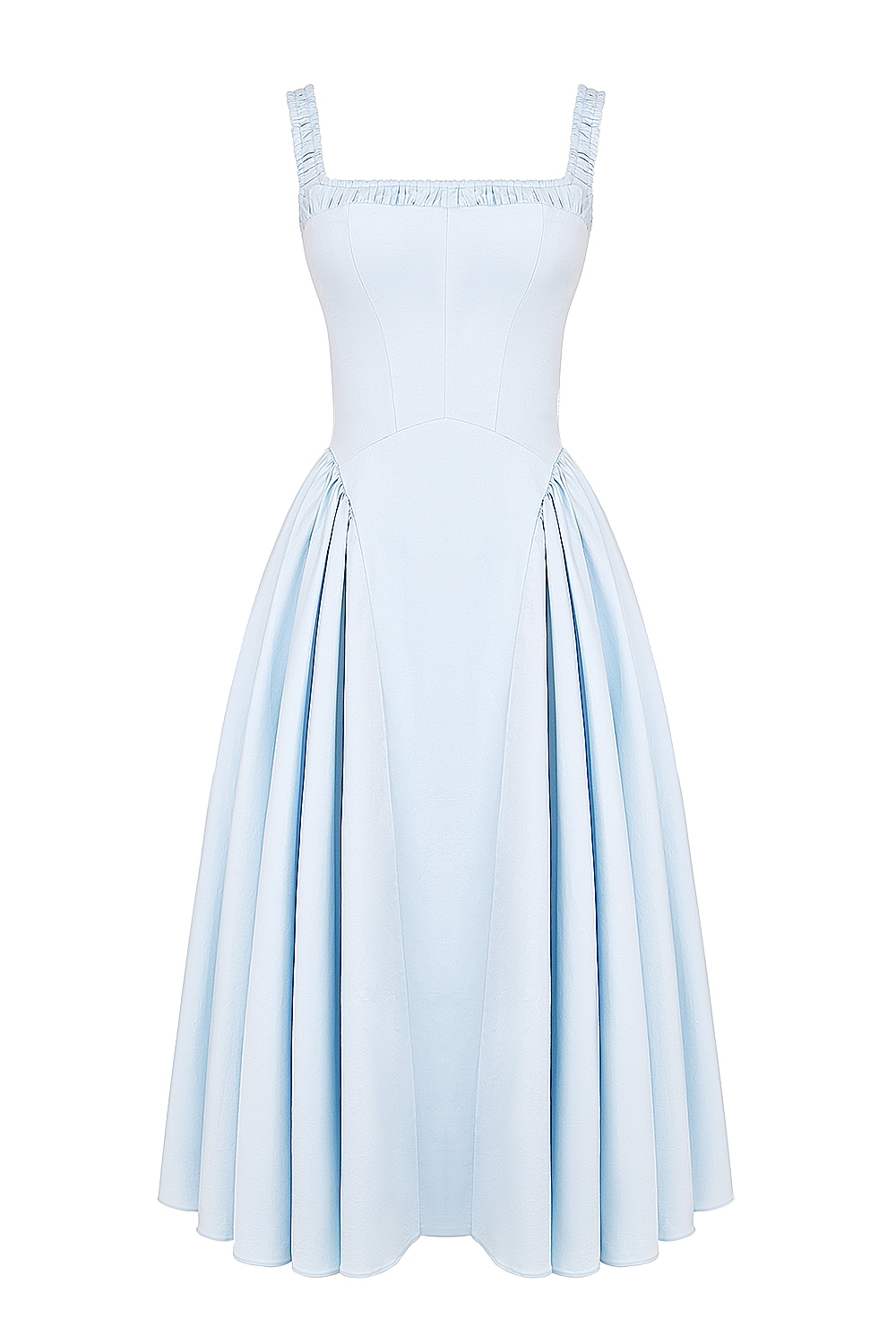 Italian Azure Cotton Midi Sundress
