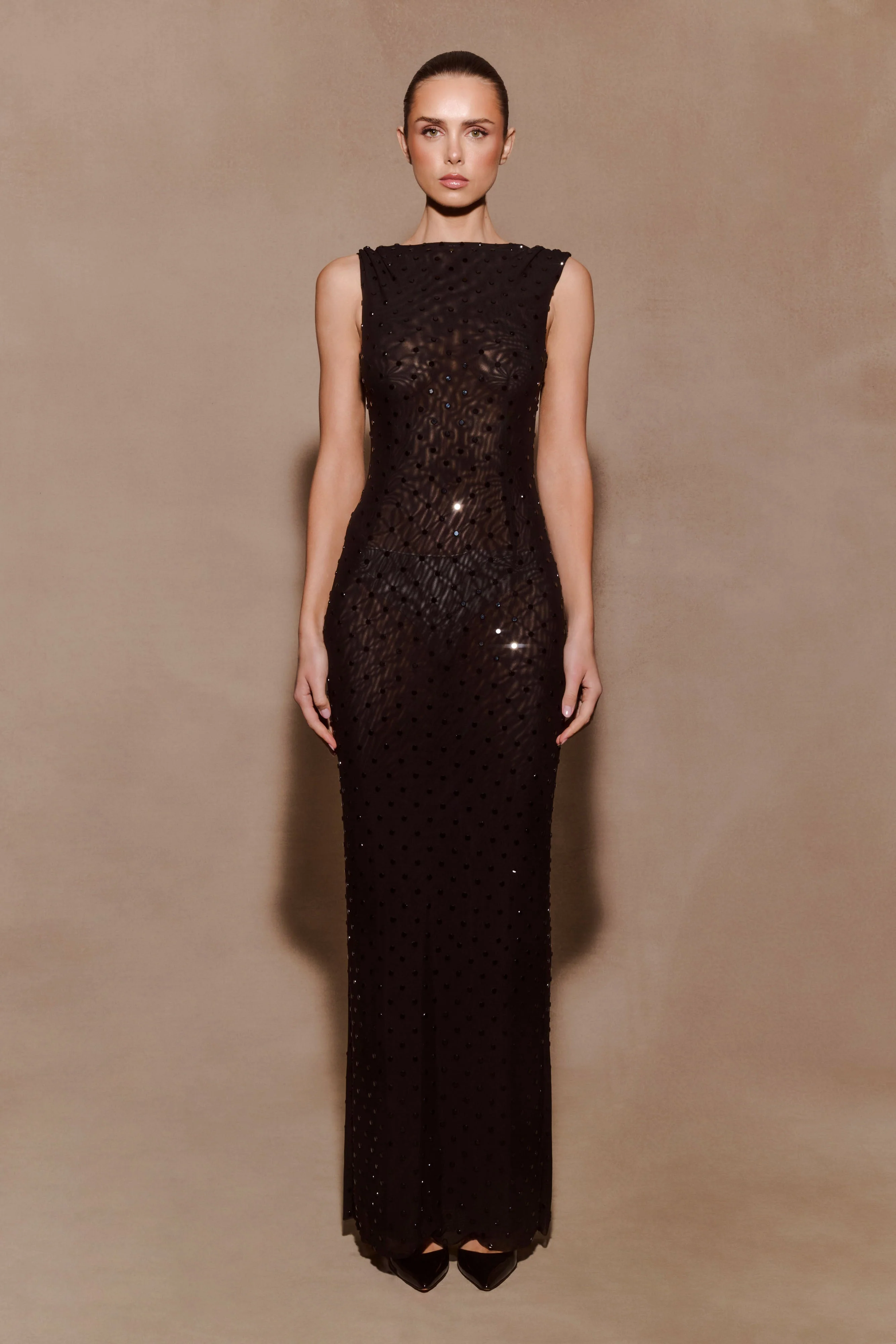 Samara Sleeveless Diamante Maxi Dress - Black