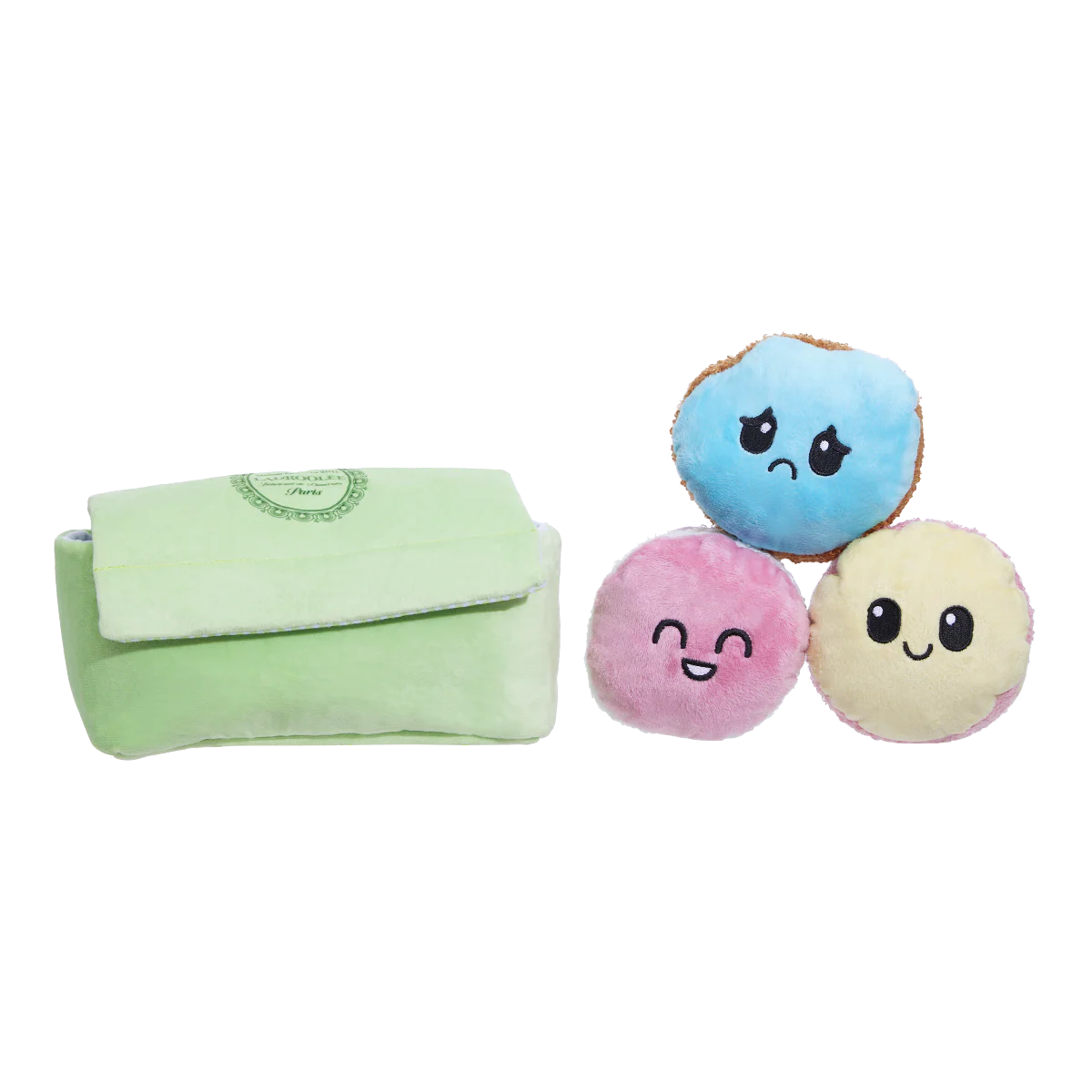 Wee Wee Macaroon Plush Multi-Part + Enrichment Dog Toy