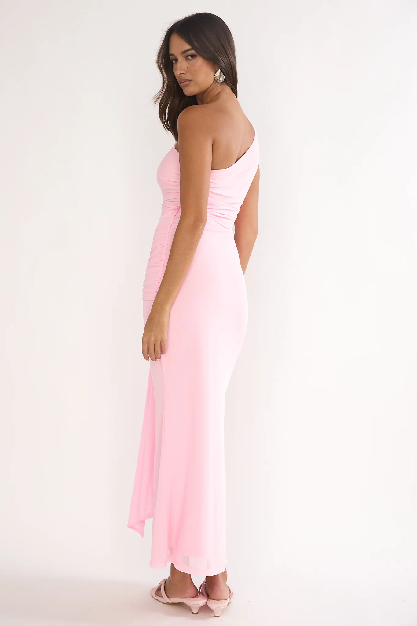 Luli One-Shoulder Cut-Out Maxi Dress Pink