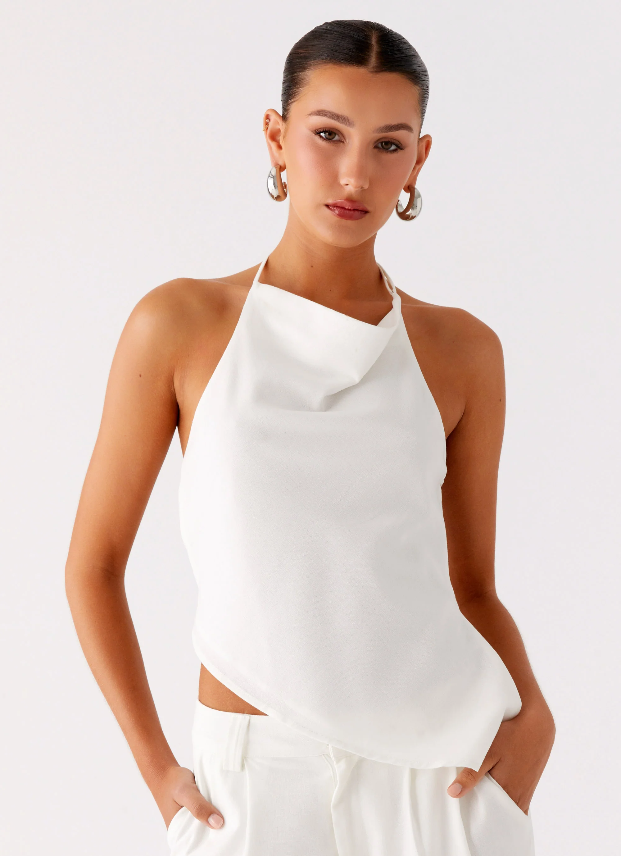 Delong Backless Linen Top - White