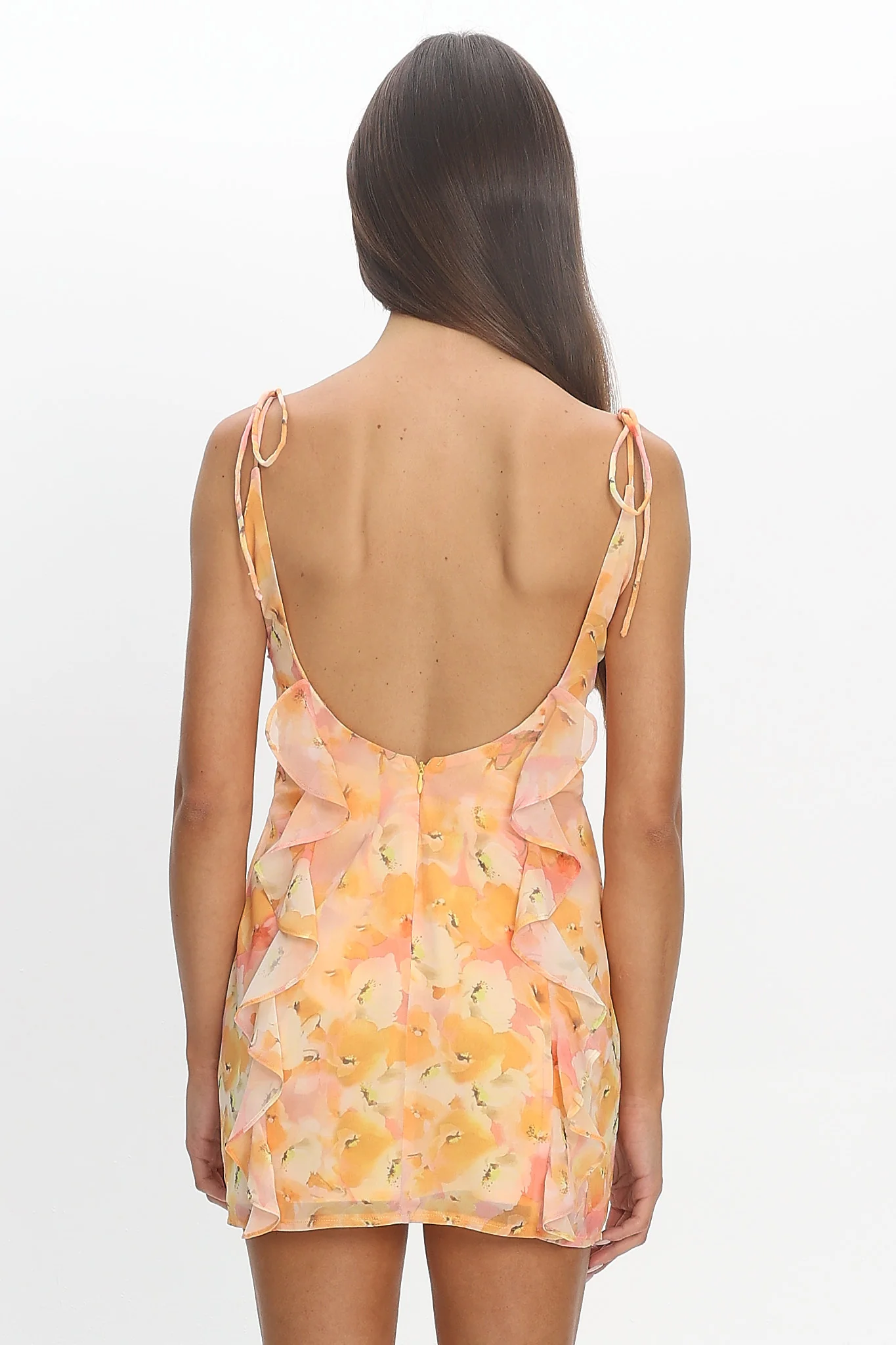 Olla Tied Strap Ruffle Mini Dress Yellow - luluinthesky