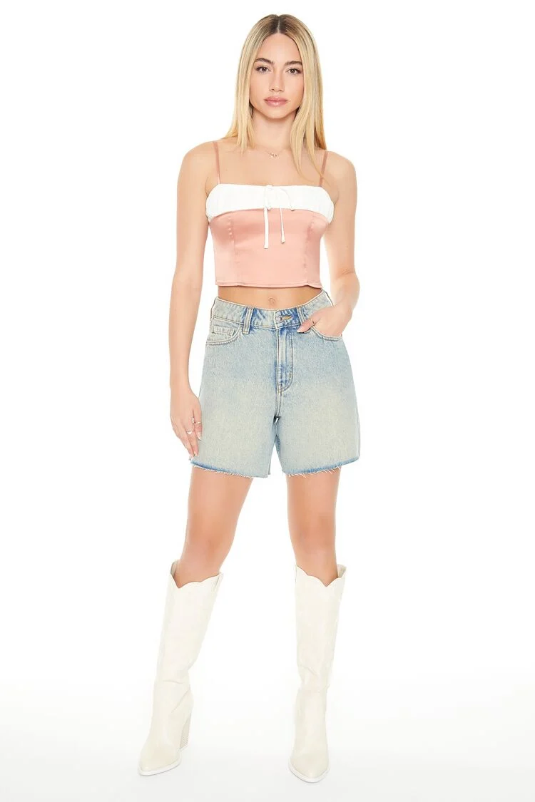 Cropped Satin Colorblock Cami