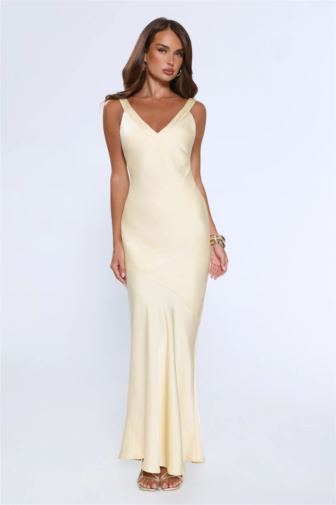 Life’s A Movie Satin Maxi Dress Yellow