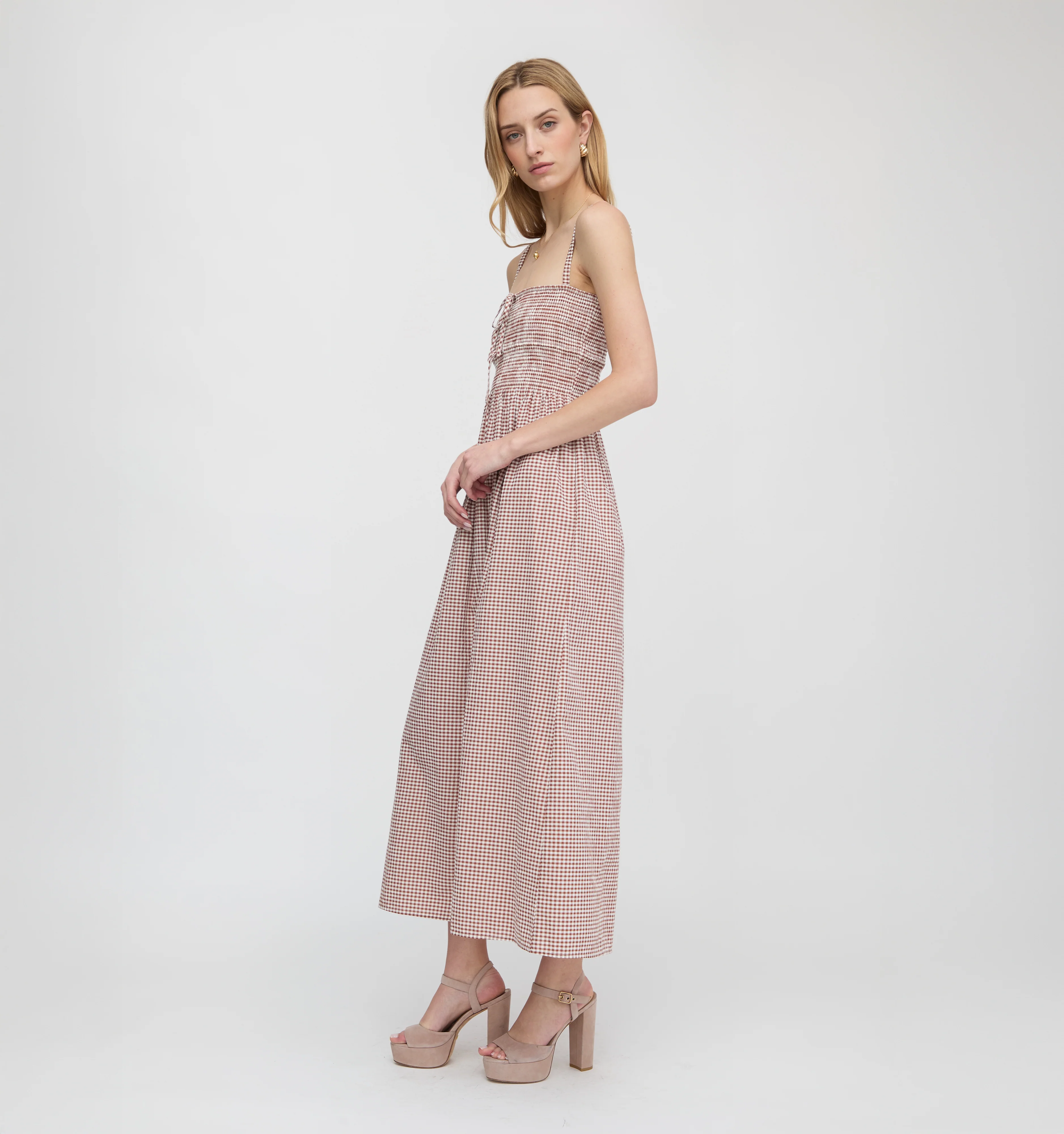 The Larissa Nap Dress - Cognac Gingham