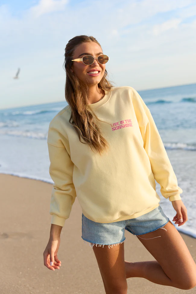 Live In The Sunshine Yellow Graphic Sweatshirt