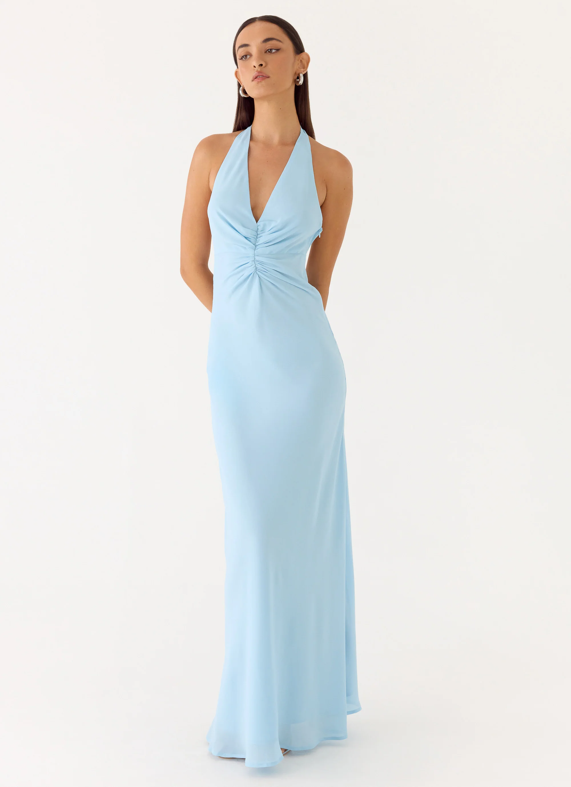 Sharpay Halter Maxi Dress - Pale Blue