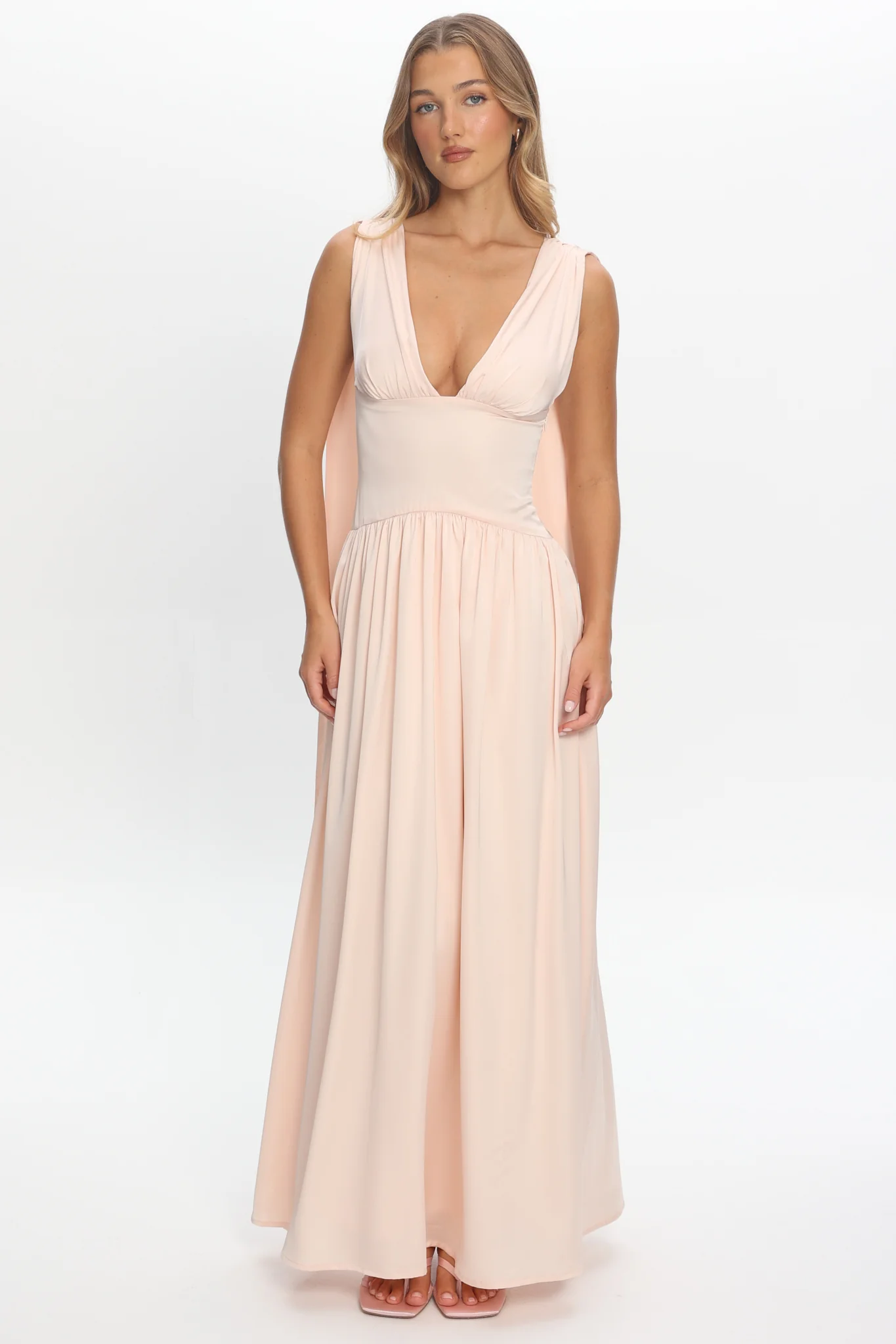 Lorienne Shoulder Sash Maxi Dress Pearl