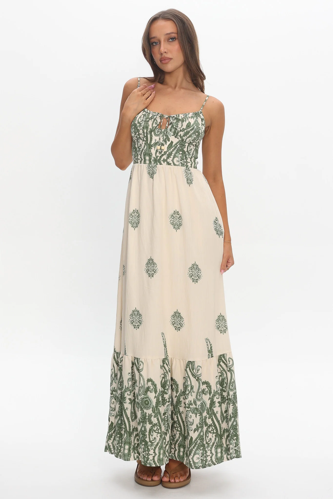 Marrakech Nights Paisley Maxi Dress Cream - luluinthesky