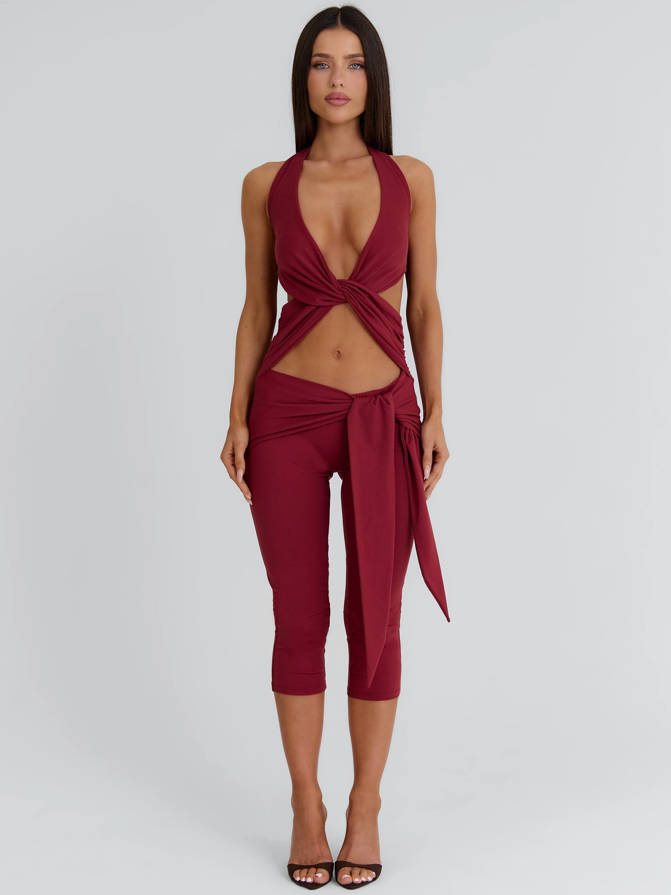 EUGENIA CAPRI JUMPSUIT BURGUNDY