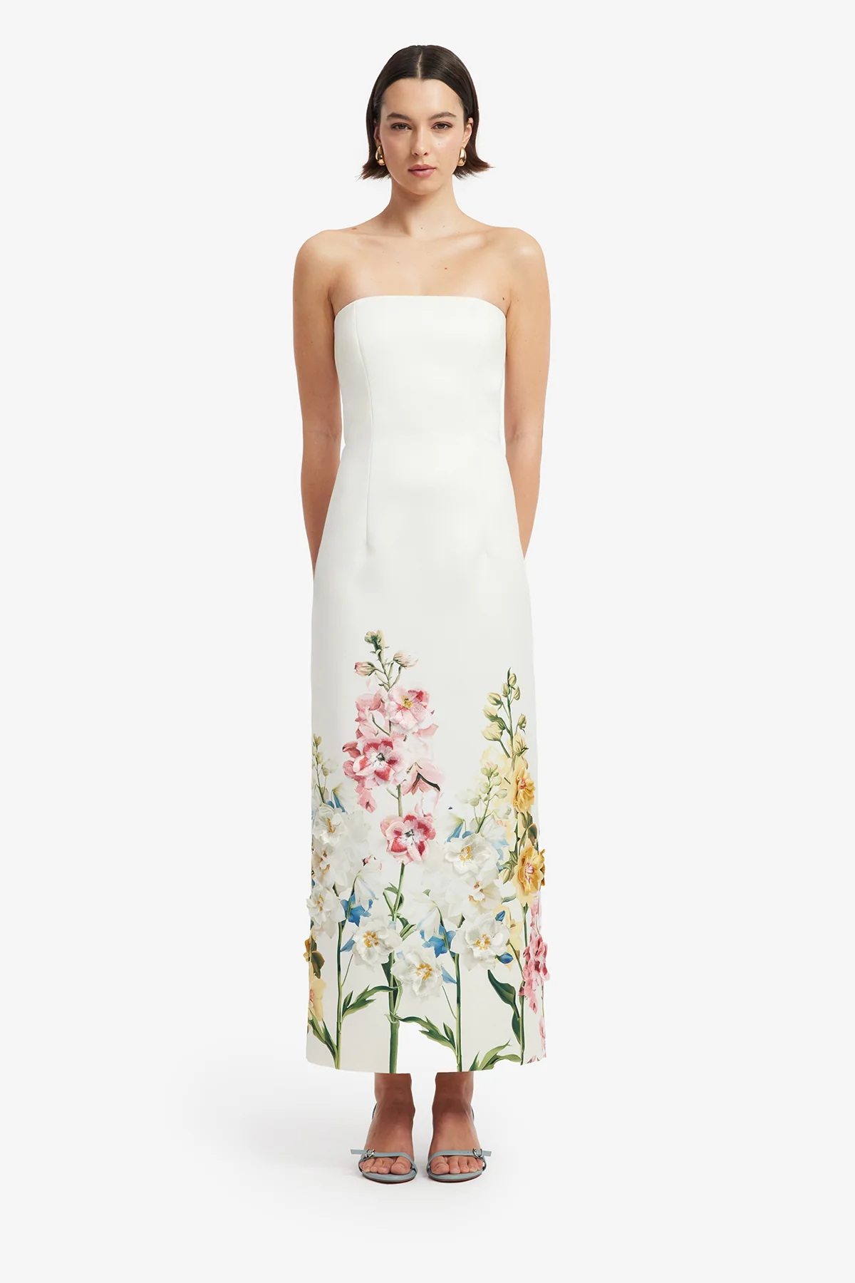 Rayna Embroidered Maxi Dress - Snapdragon Print in Snow