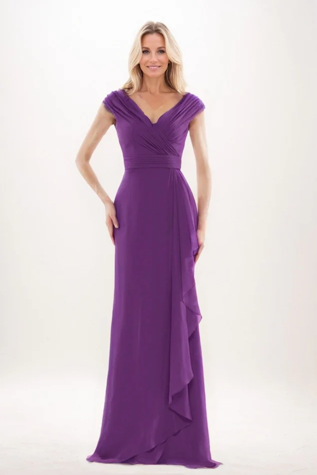 Sheath-Column Maxi Chiffon Mother Of The Bride Dress CM0312