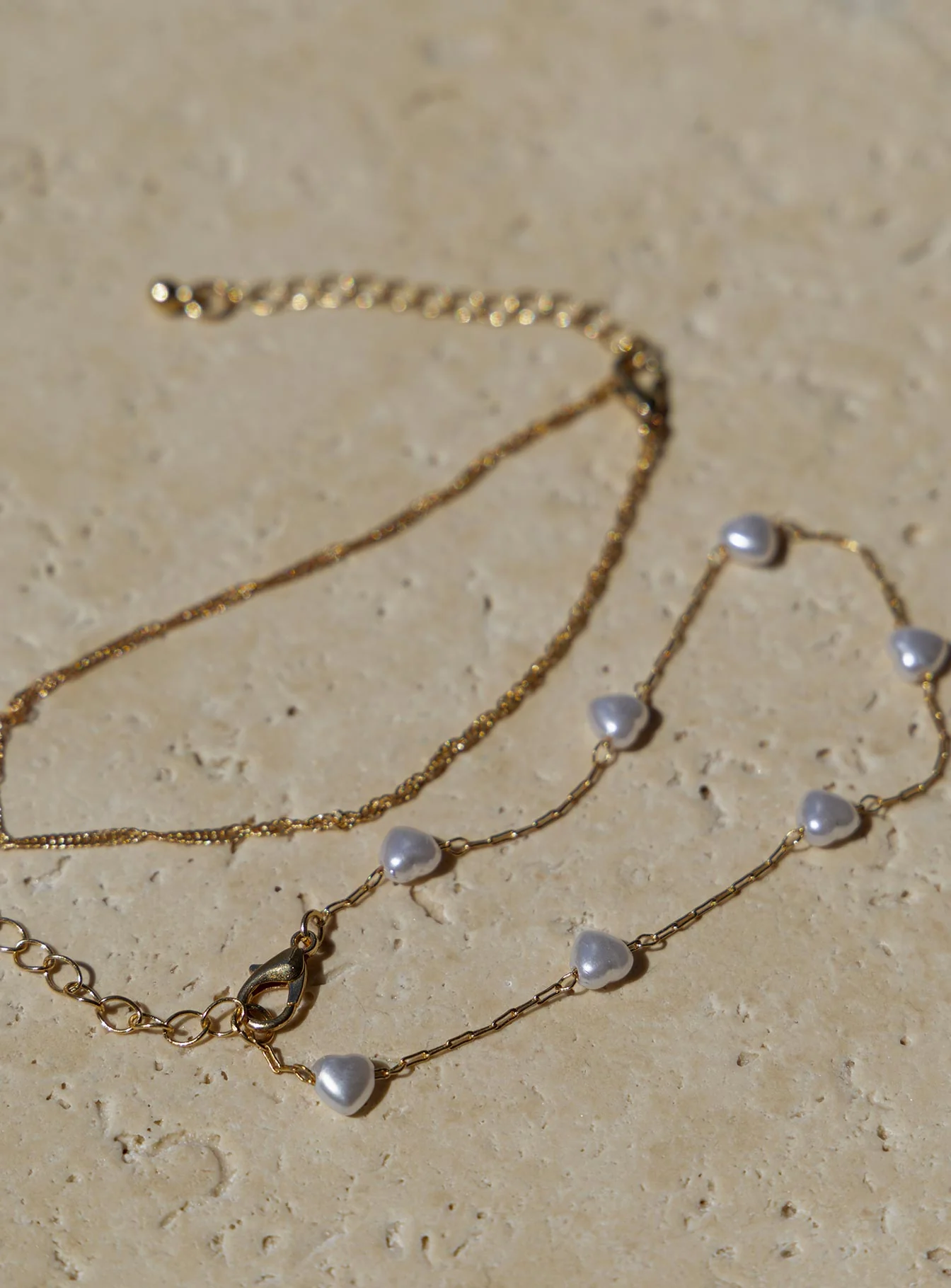Sakina Pearl Anklet Pack Gold