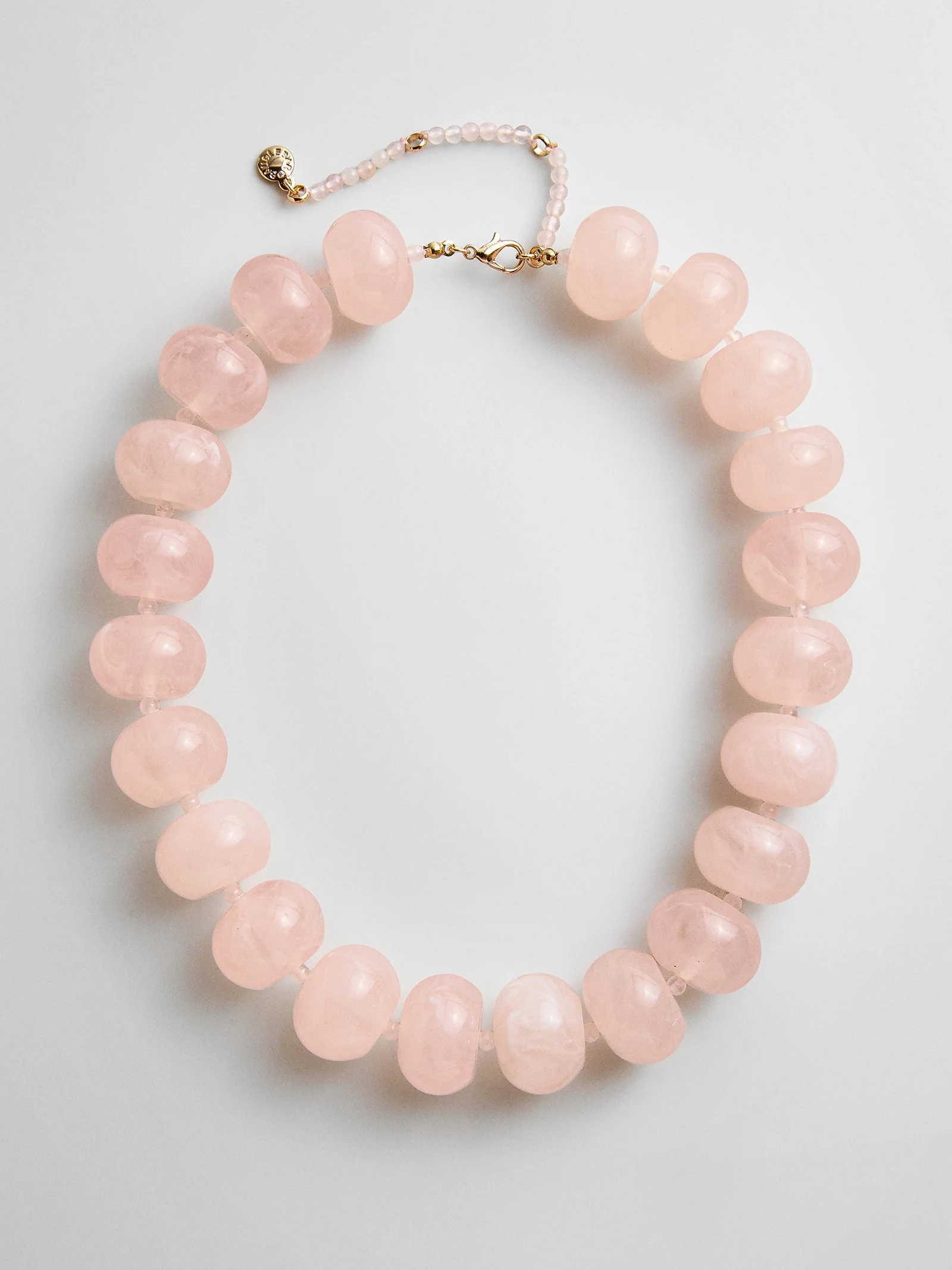 Joan Semi-Precious Necklace - Rose Quartz Bead