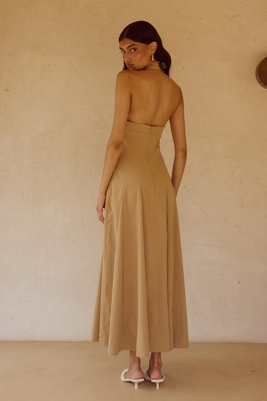 ASTRID HALTER MIDI DRESS - CAMEL
