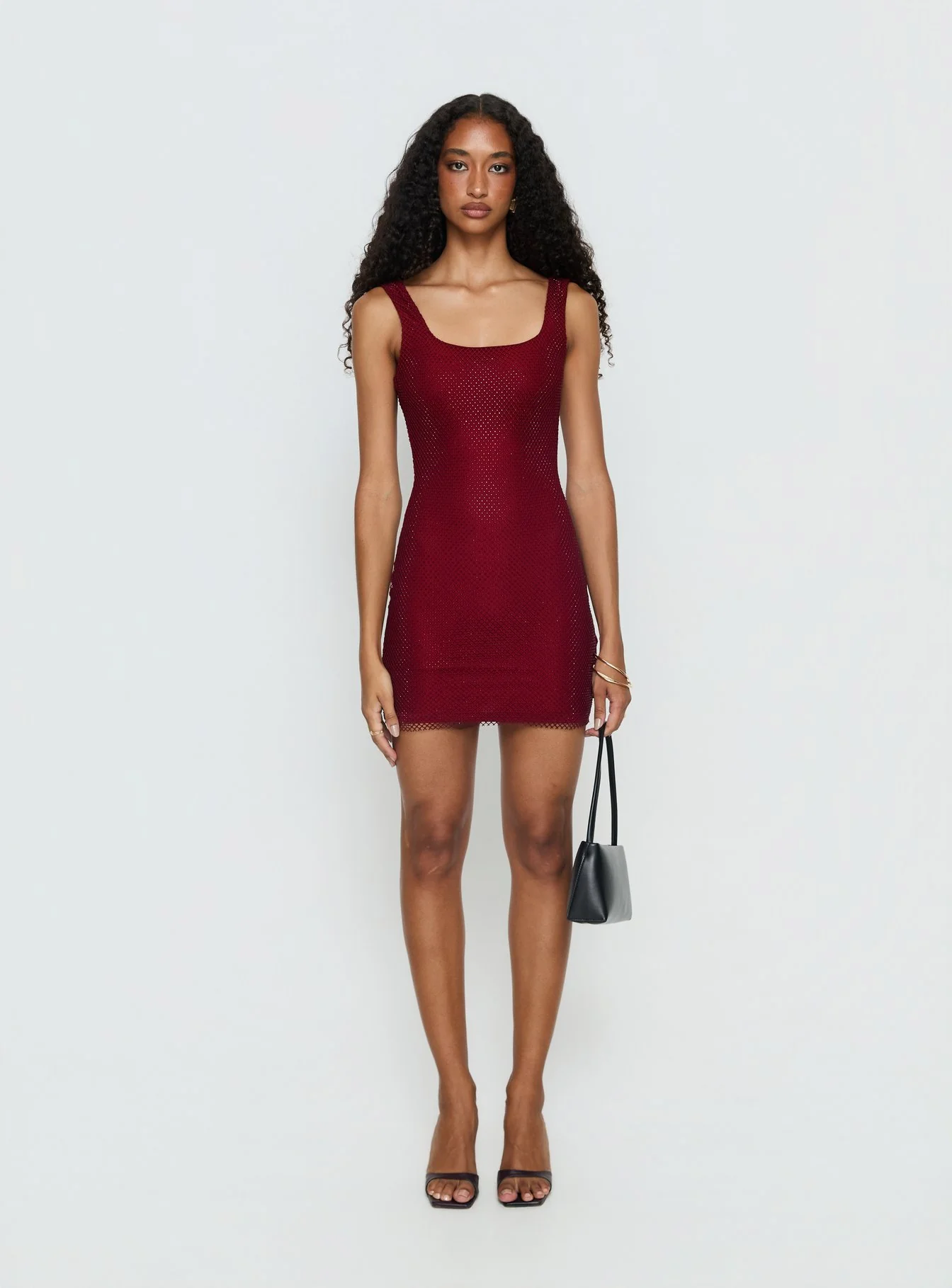 Epiphanies Net Mini Dress Burgundy - luluinthesky