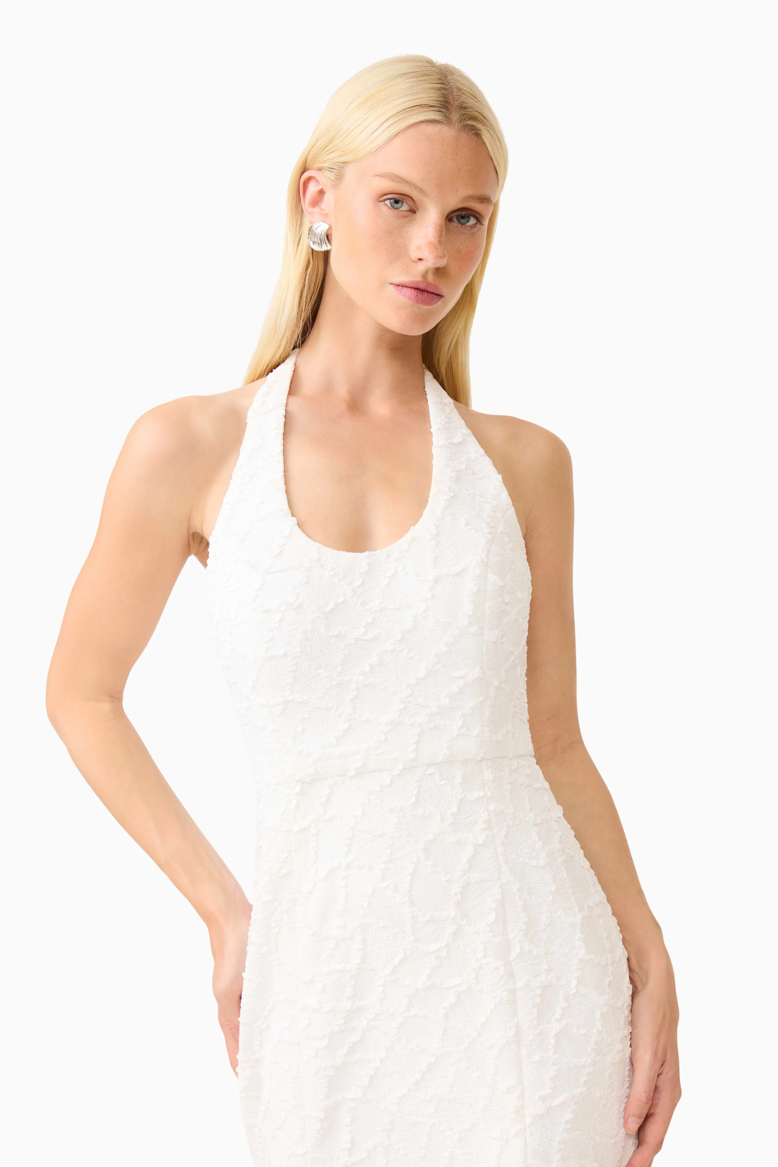 Alexandra Halter Gown Dress in White