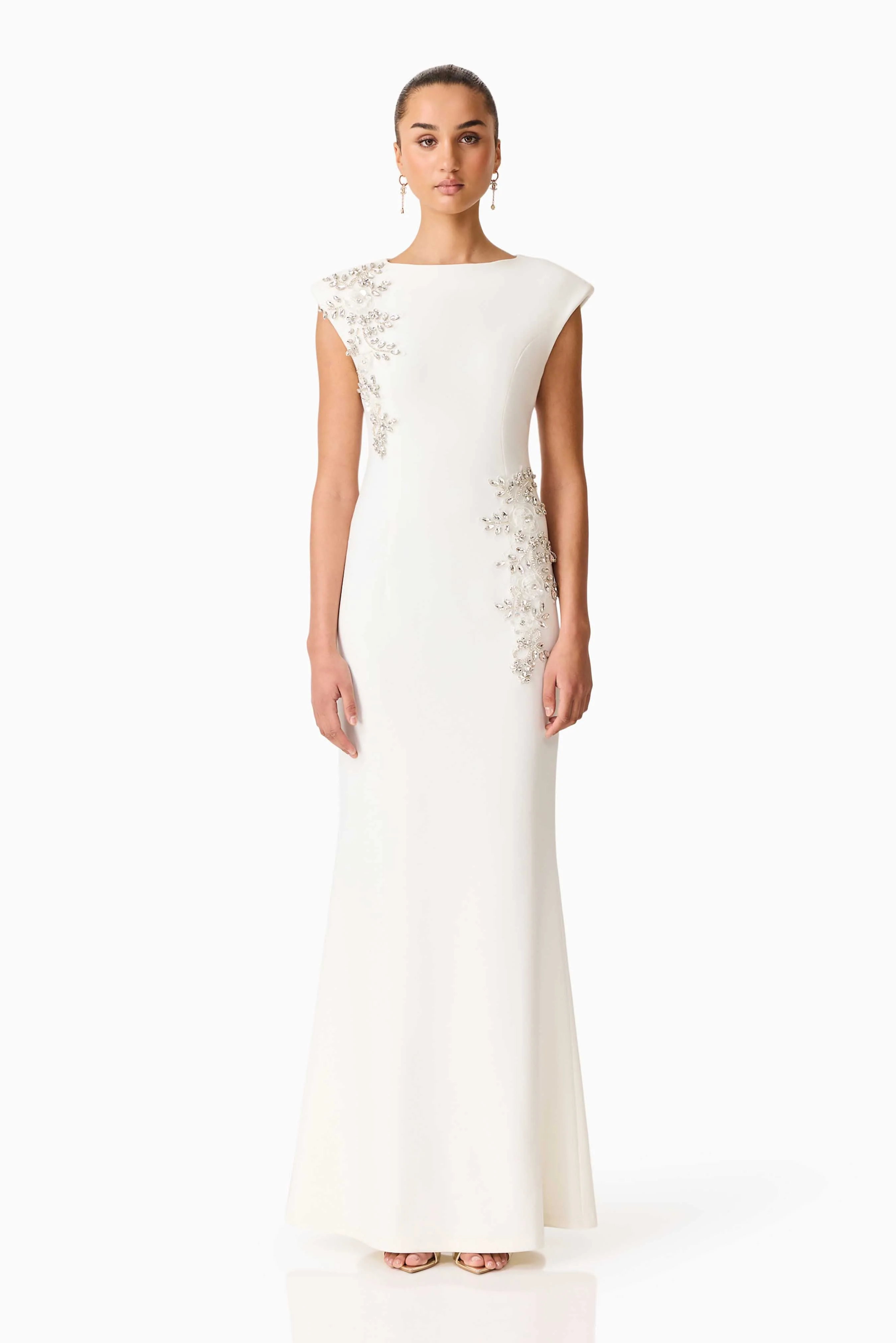 Veda Embellished Gown in White