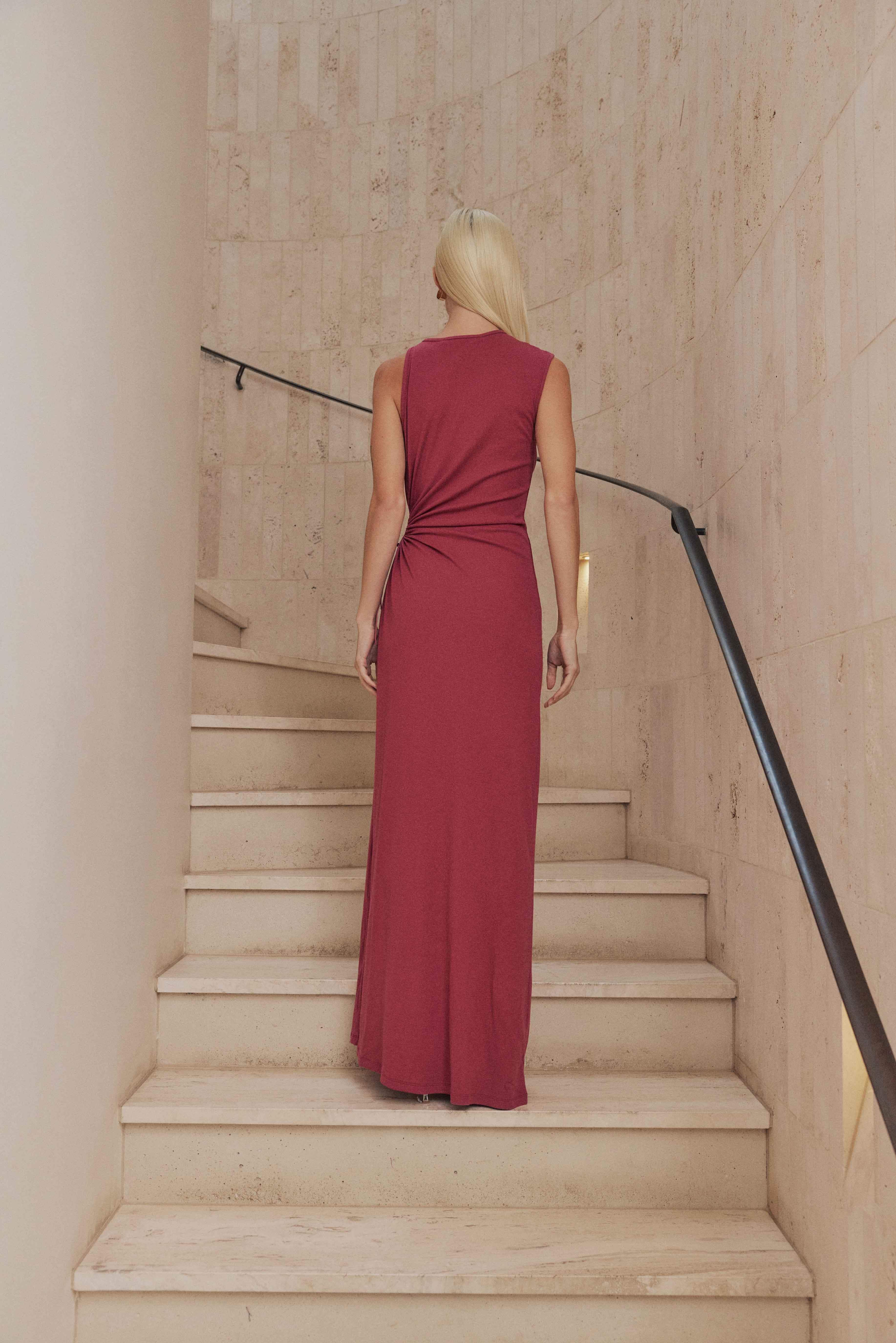 CURAAE Kendall Sleeveless Maxi Dress in Pink