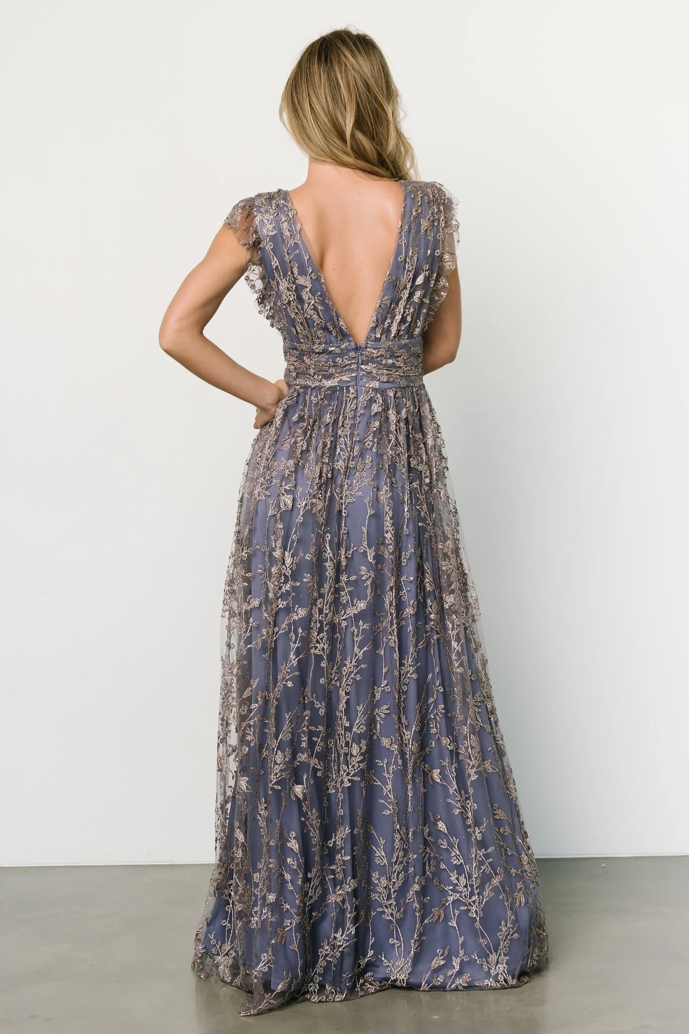 Arlene Shimmer Gown | Blue + Gold - luluinthesky
