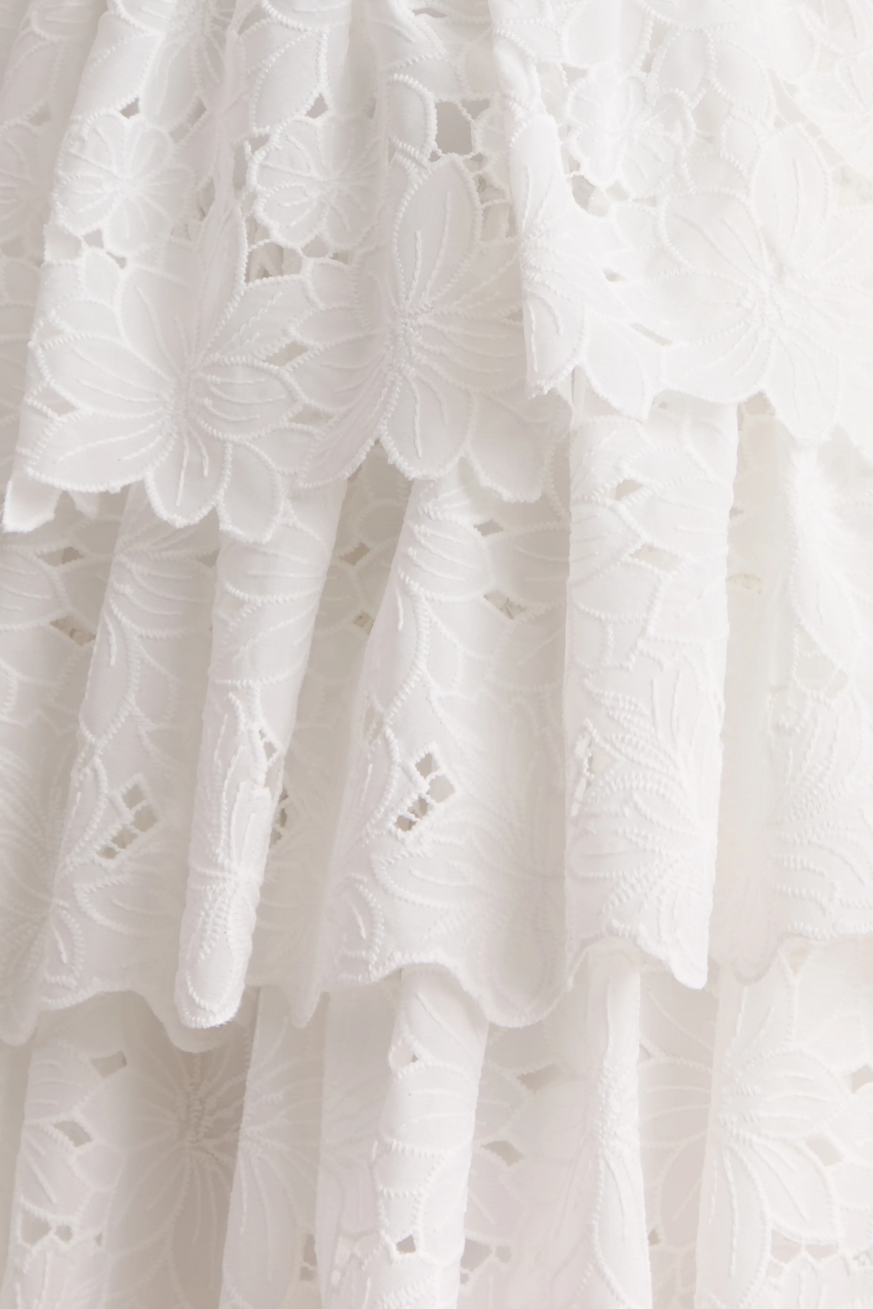 Winona | White Lace Square-Neck Mini Dress With Ruffled Detailing