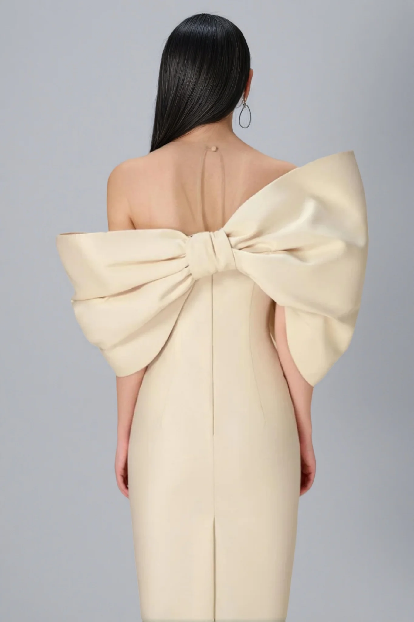 Olera Strapless 3D Bow Maxi Dress-Apricot