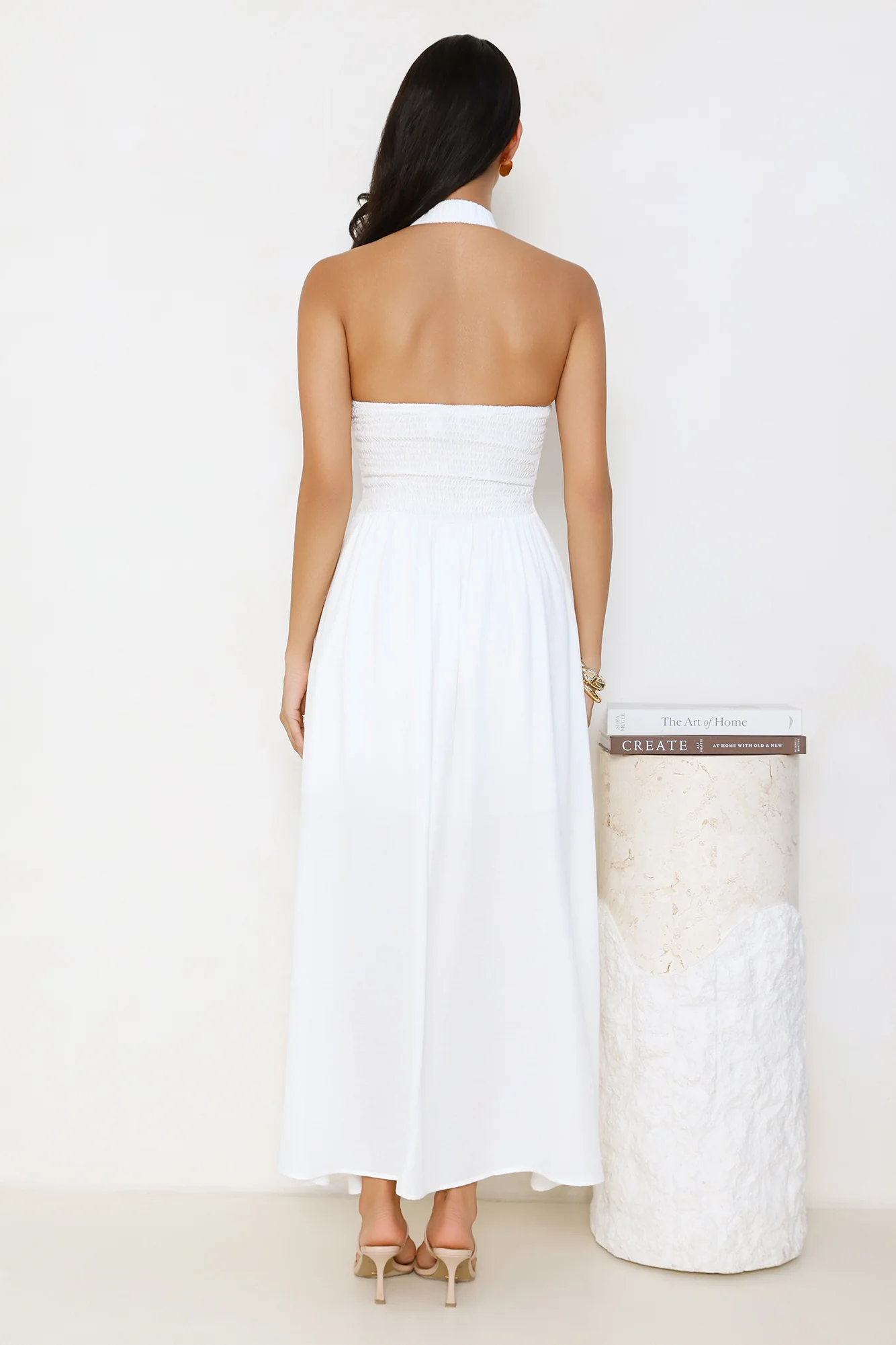 Ocean Kiss Halter Maxi Dress White - luluinthesky