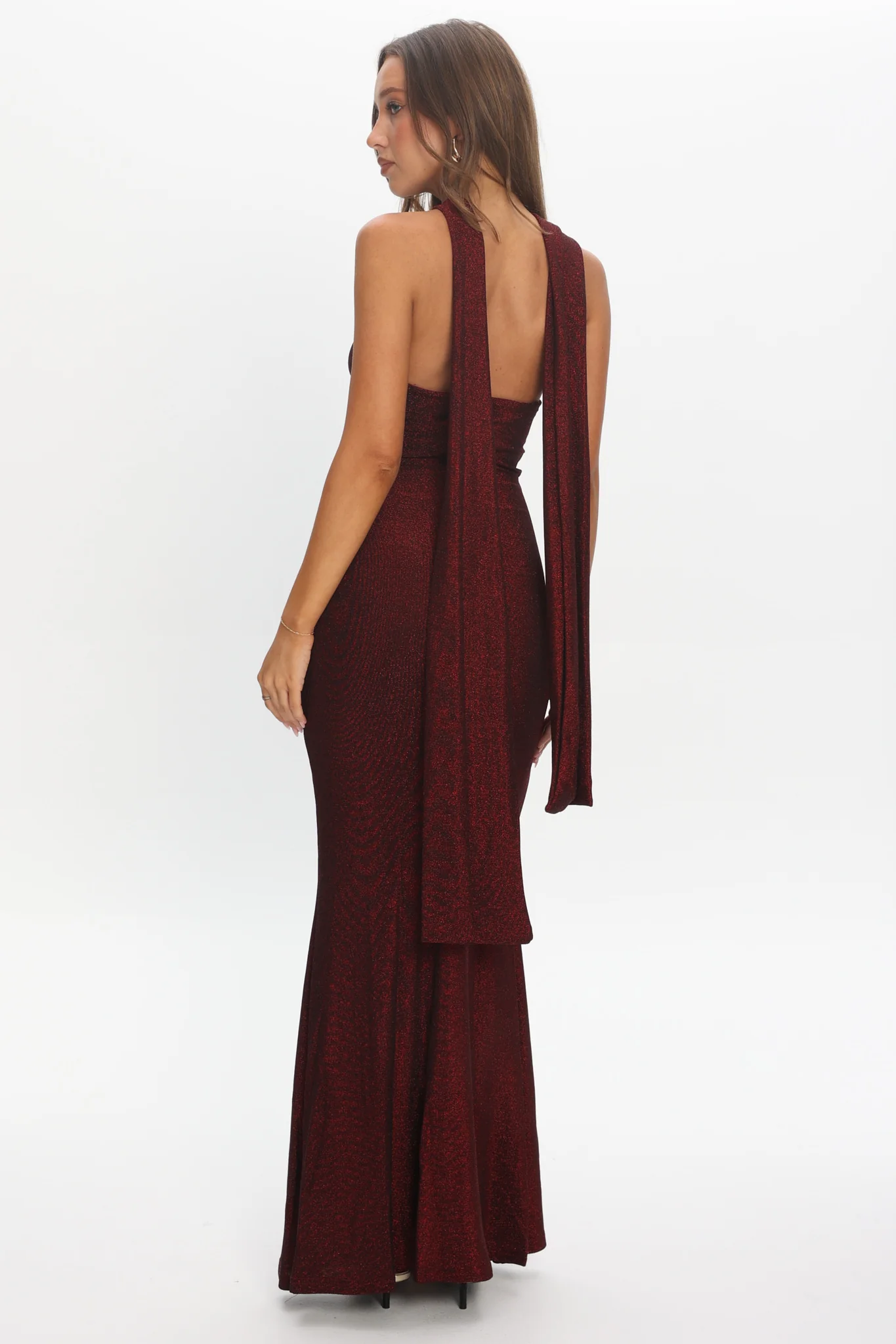 Adrielle Keyhole Halterneck Maxi Dress Wine - luluinthesky